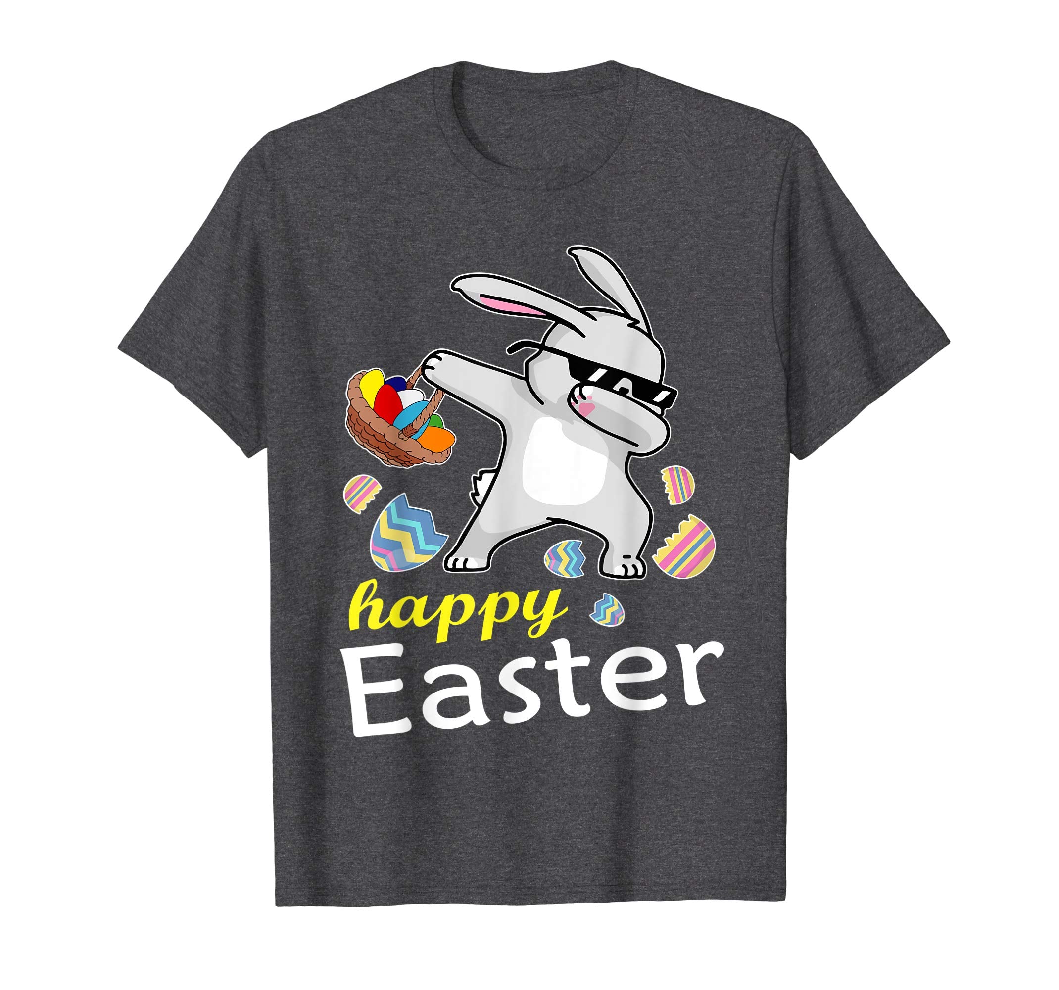 Bunny Rabbit &amp; Easter Egg Basket Dabbing Happy Easter Shirt