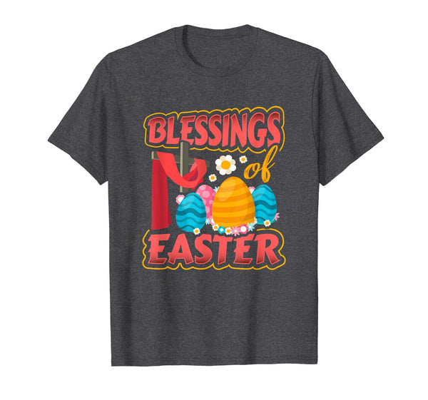 Mens Blessing of Easter Jesus Cross Eggs Spring T-Shirt