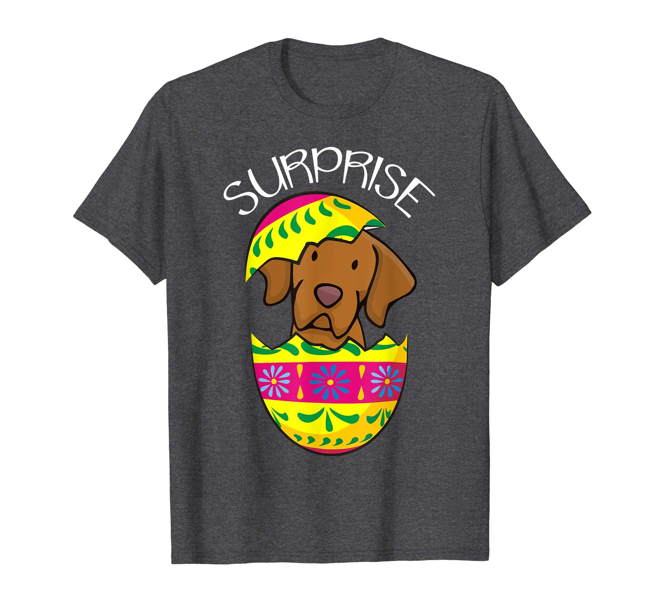 Funny Cute Puppy Vizsla Hatches Easter Egg Easter T-Shirt