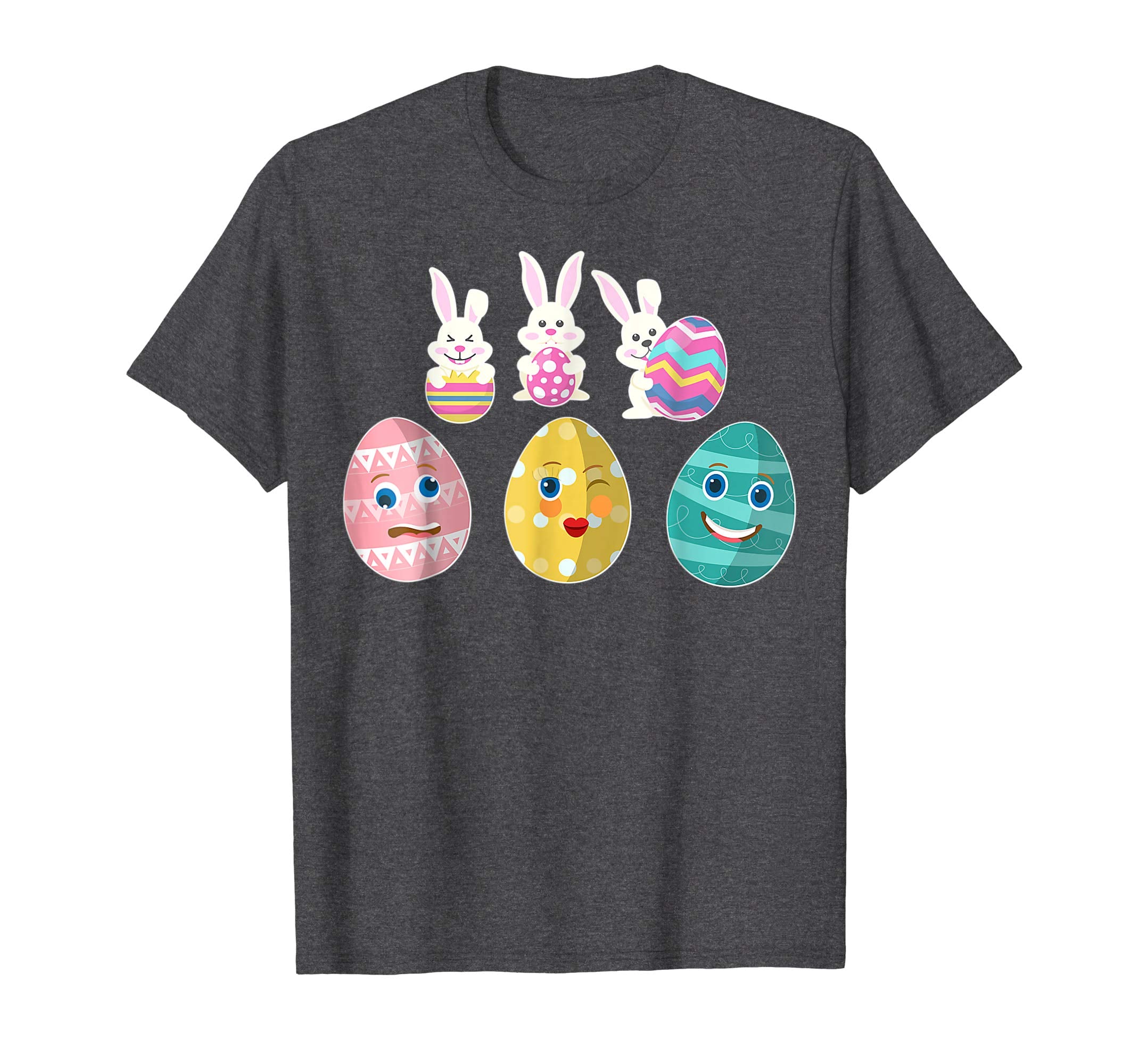 Bunnies Playing Easter Eggs Faces Happy Easter Day Shirt