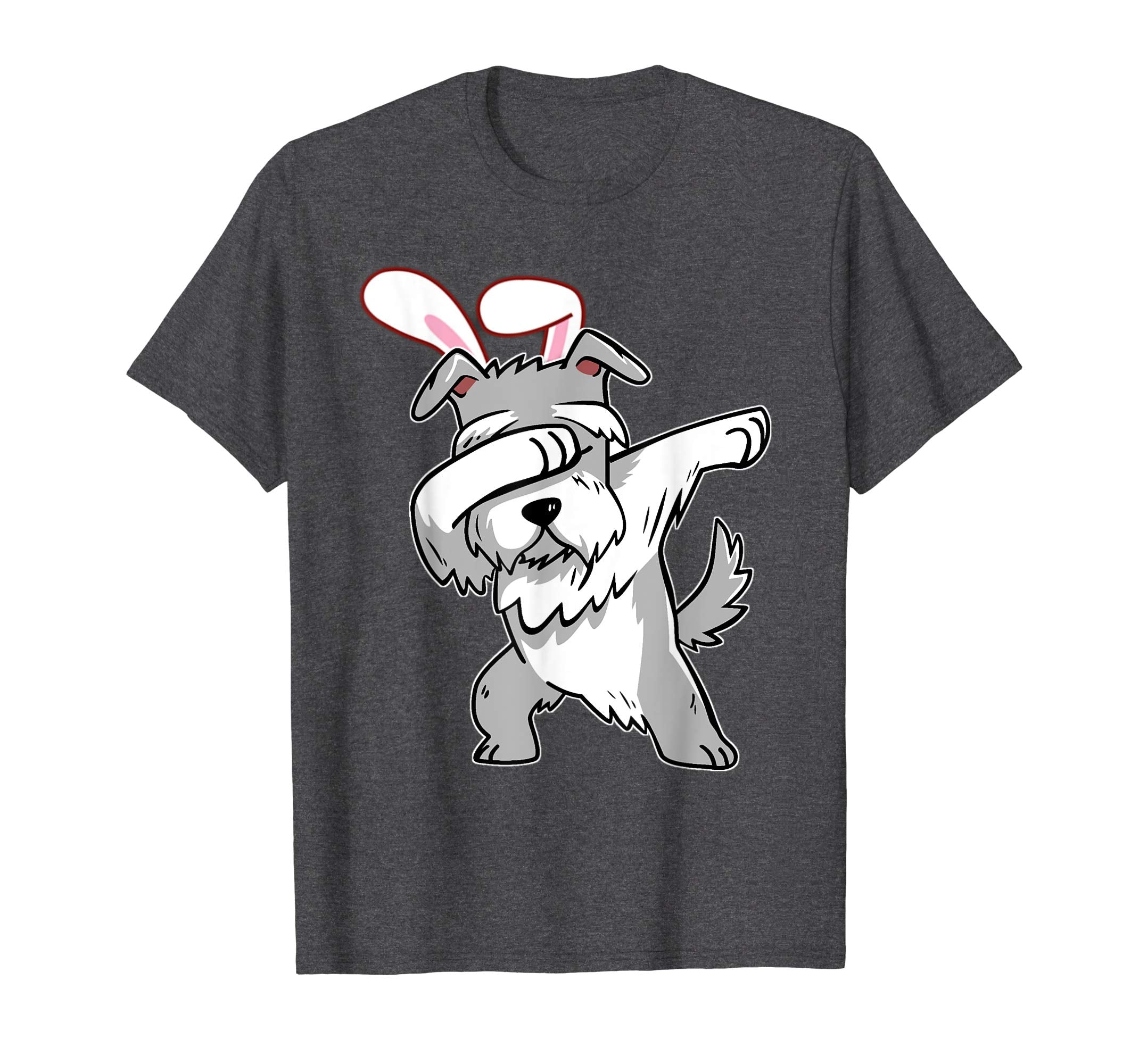 Easter Bunny Dabbing Schnauzer Dog Tshirt Rabbit Ears Gift