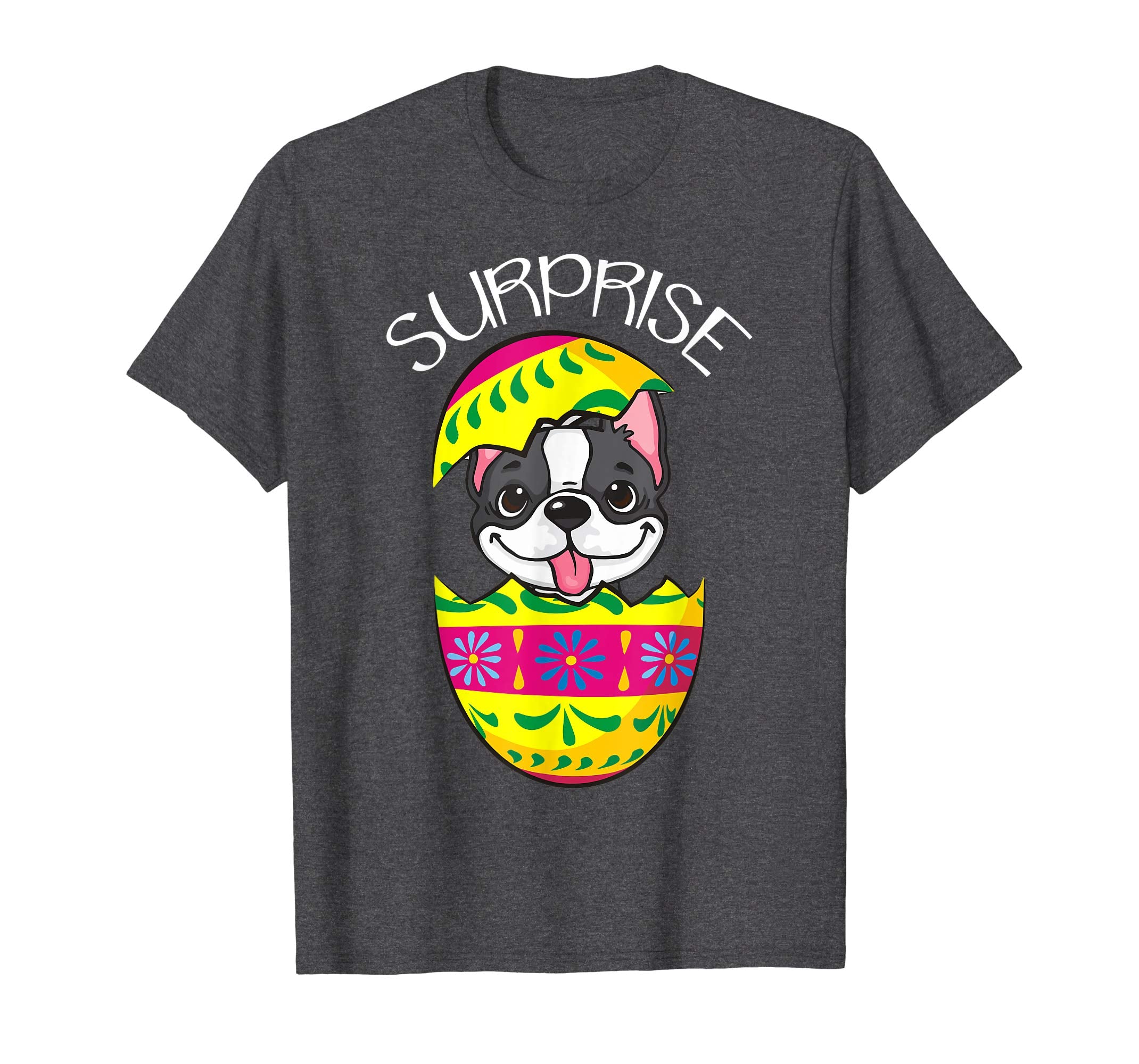 Cute Puppy Boston Terrier Hatches Easter Egg Easter T-Shirt