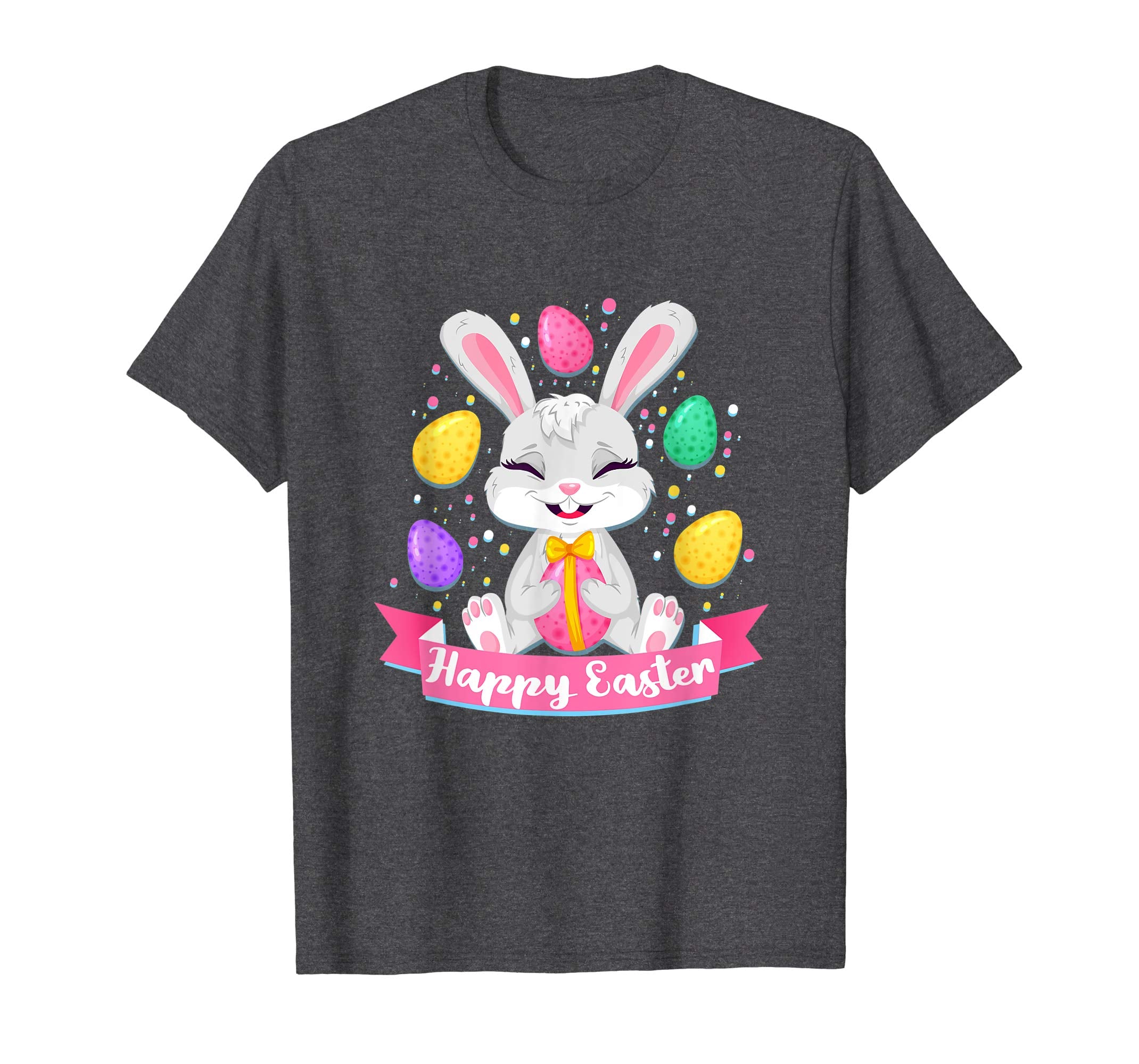 Happy Easter Bunny Tee Shirt With Easter Eggs Tee