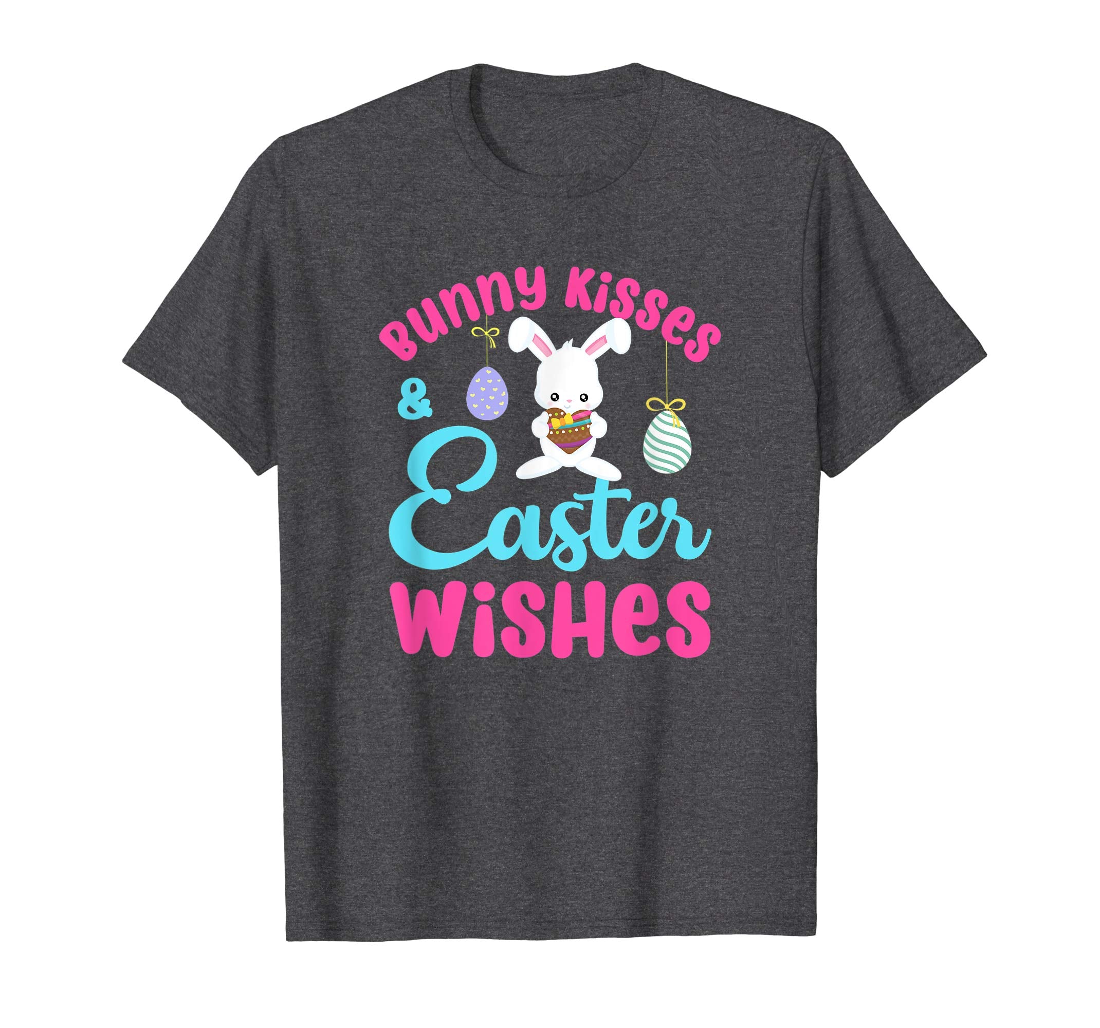 Easter Shirt Bunny Kisses Wishes Cute Color Eggs Pink Tshirt