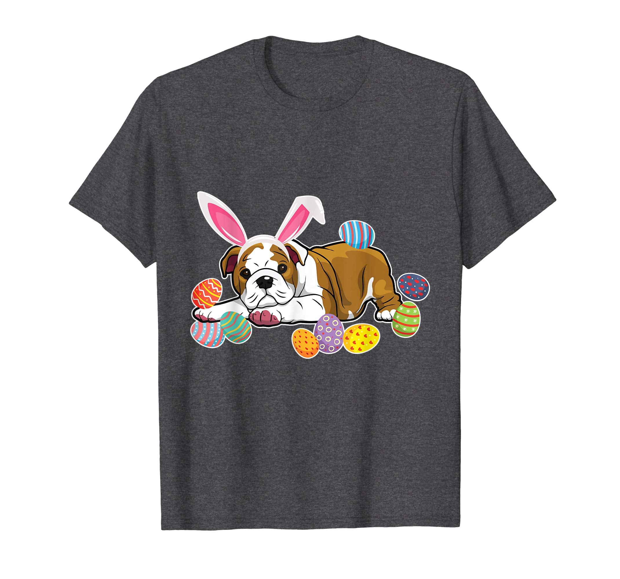 Bull Dog With Bunny Rabbit Hat Easter Eggs Happy Day Shirt
