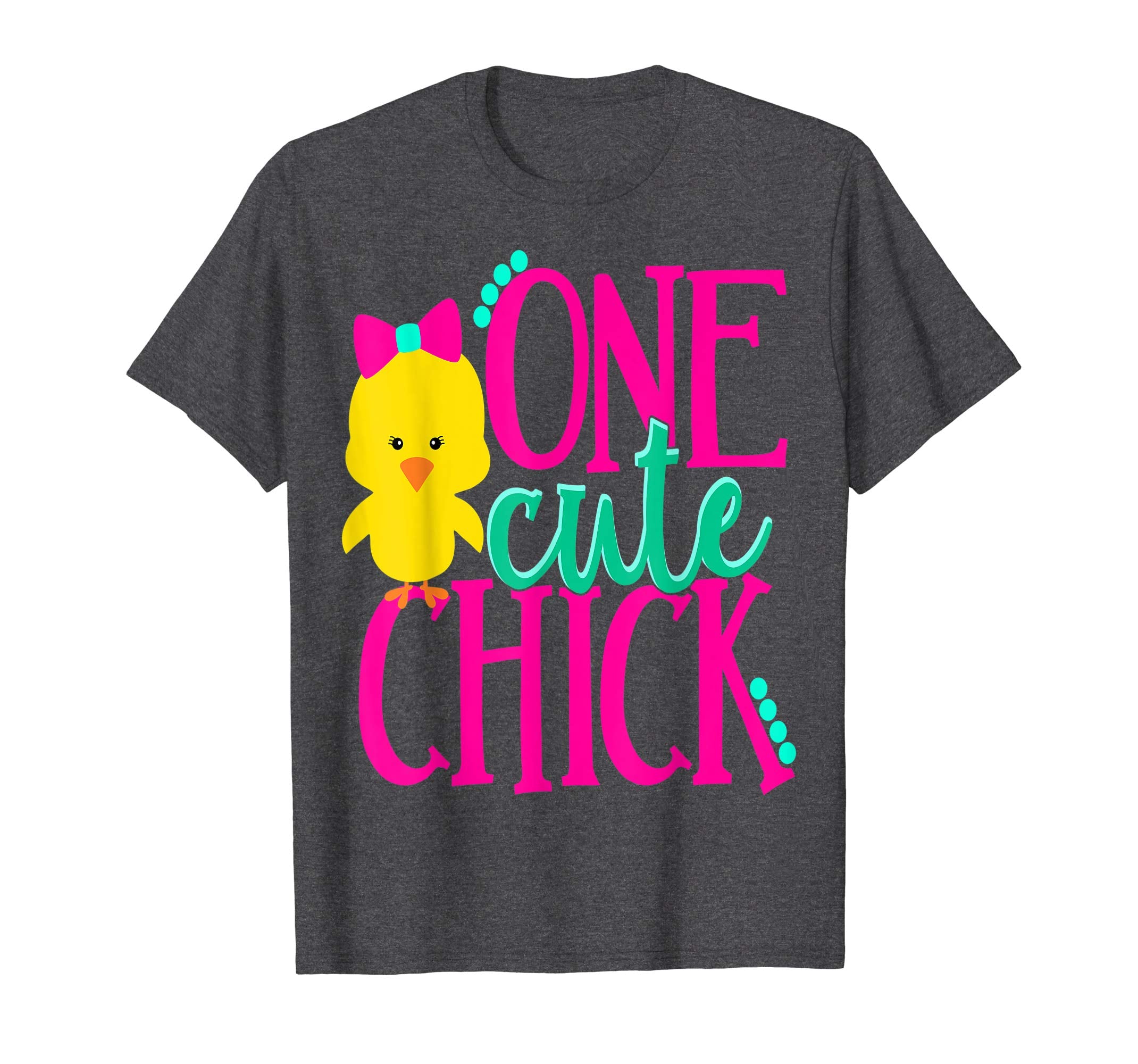 Girls Easter Shirt Kids One Cute Chick Spring Pink School