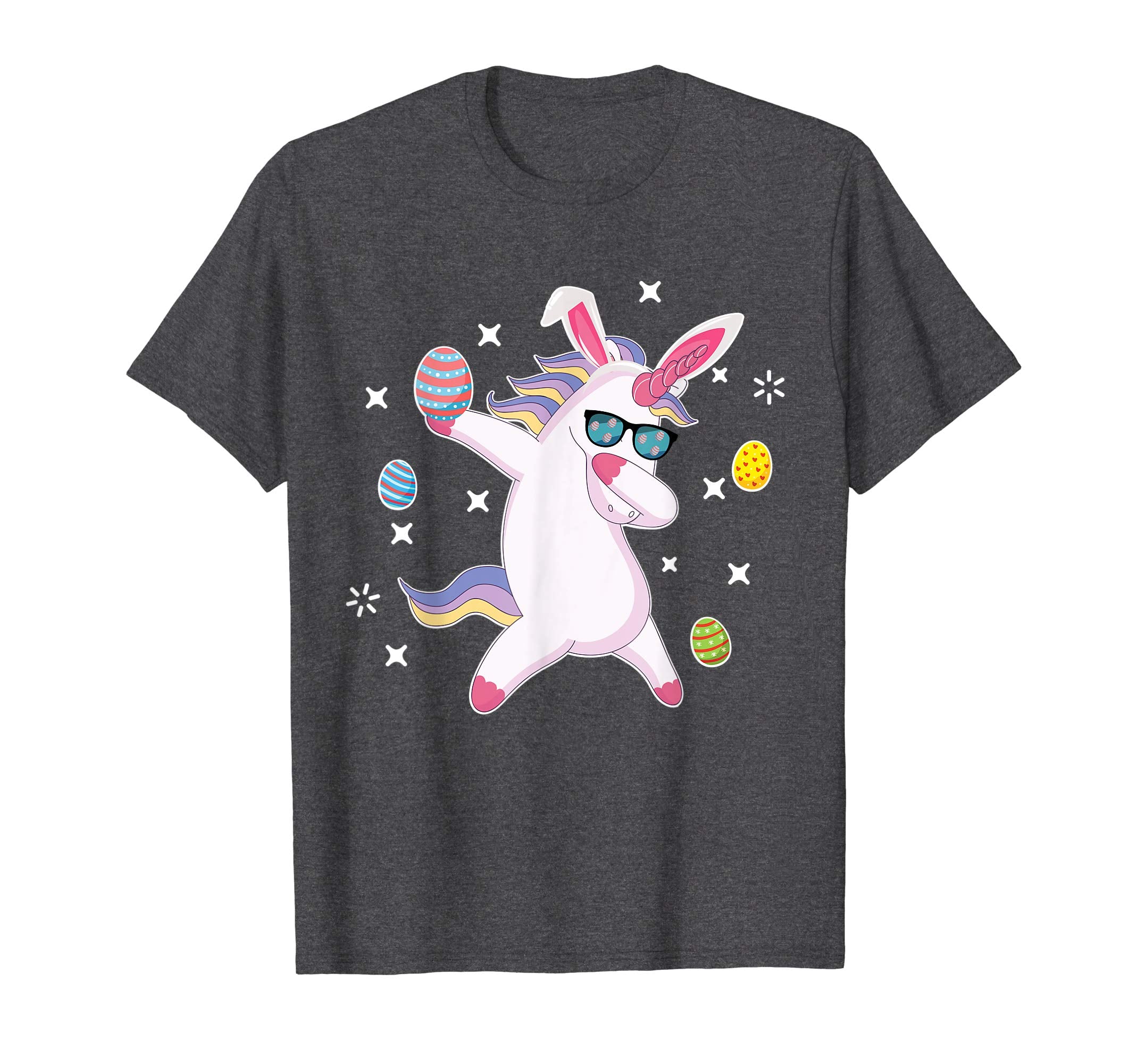 Unicorn Bunny Dabbing Around Easter Eggs Stars Happy Shirt