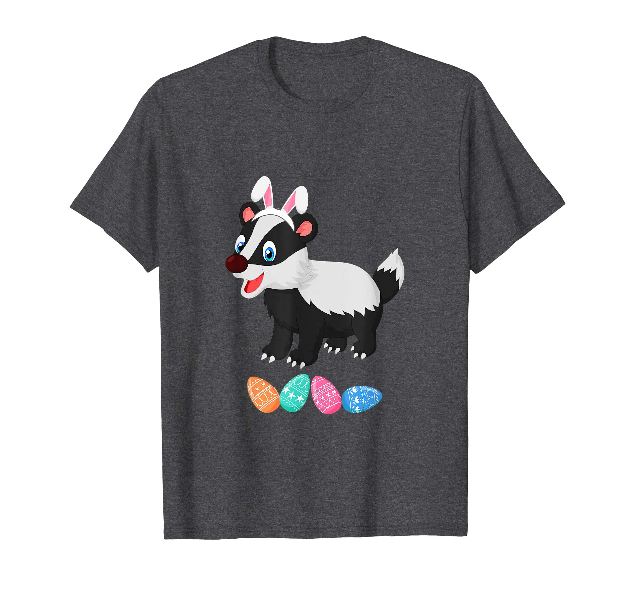 Funny Easter Badger With Bunny Ears And Eggs T Shirt