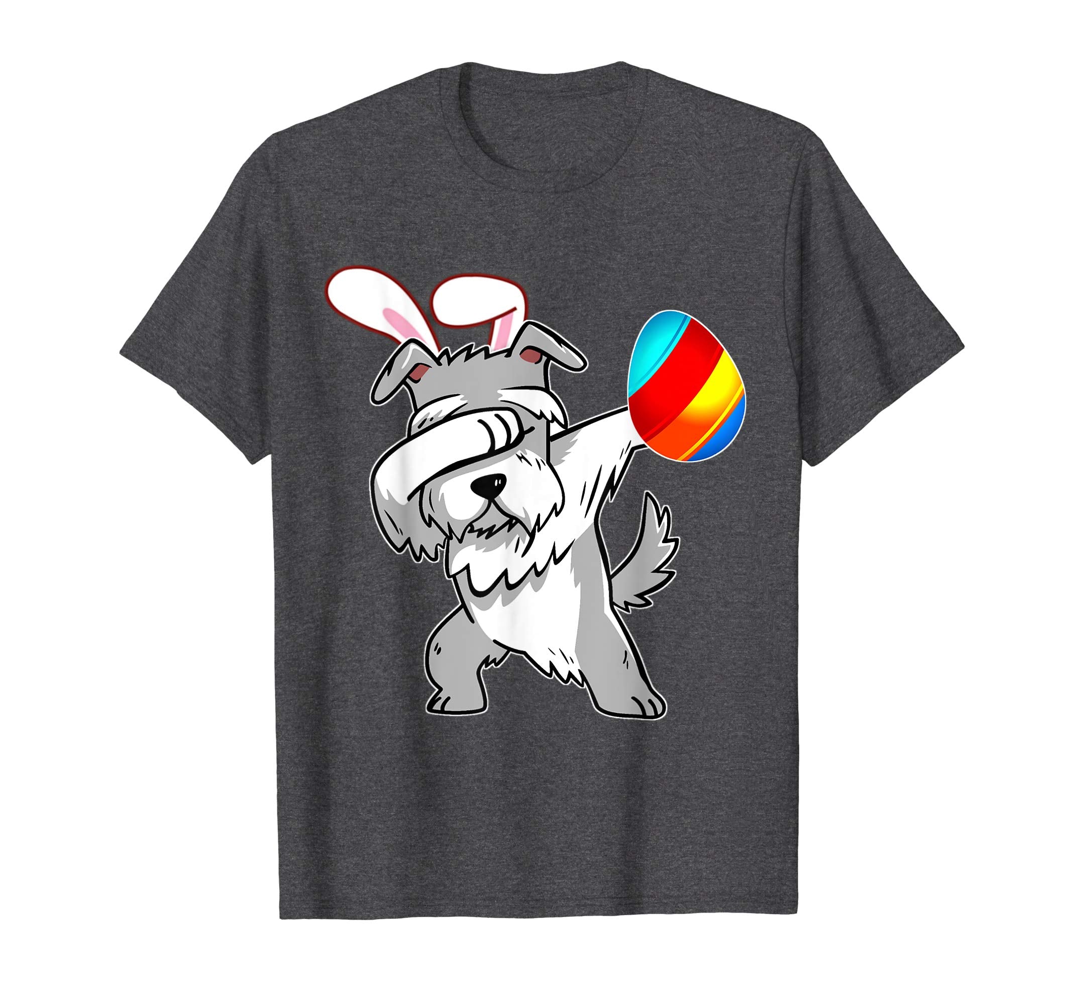 Easter Bunny Dabbing Schnauzer Dog Tshirt Egg Ears Gift