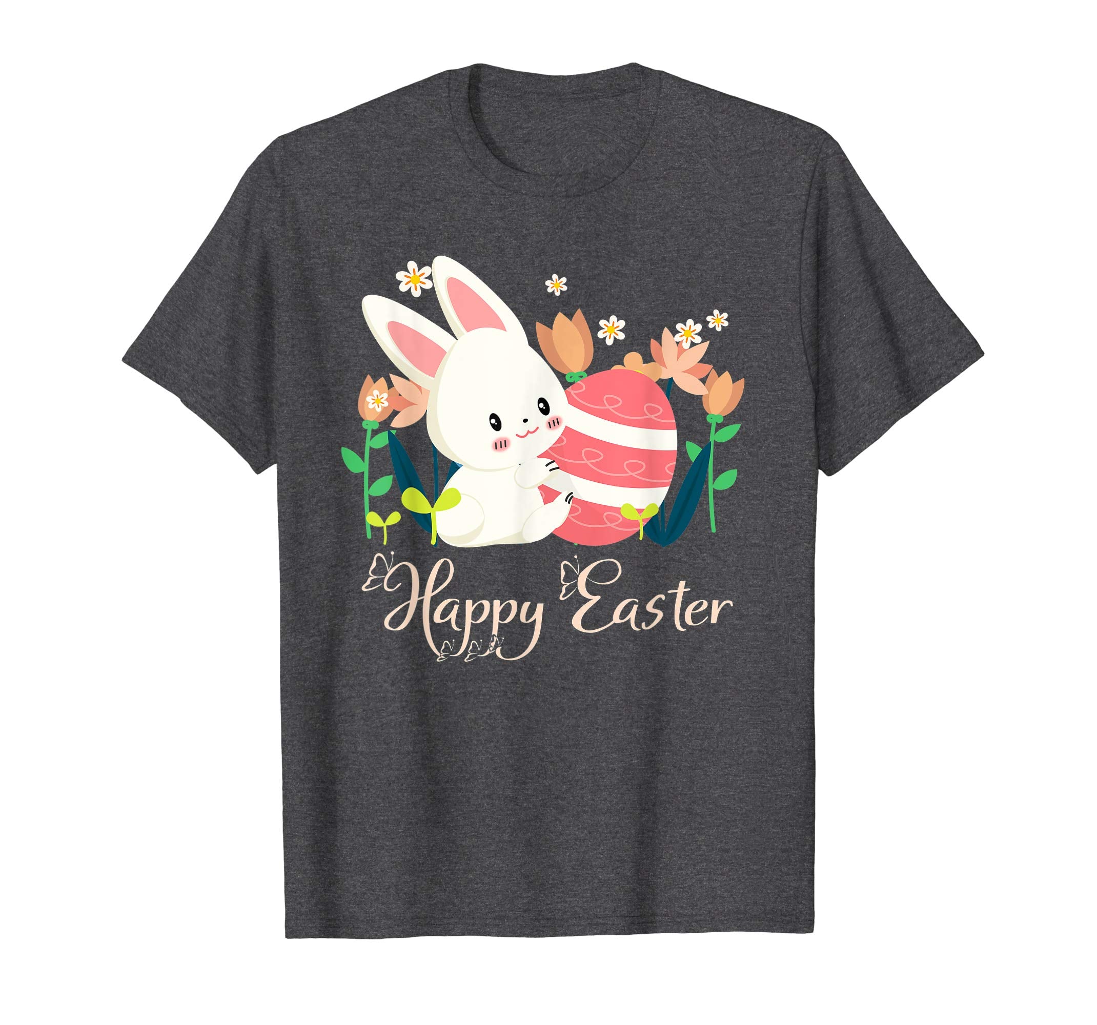 Happy Easter Bunny Flowers Funny Cute Bunny Easter Day Shirt
