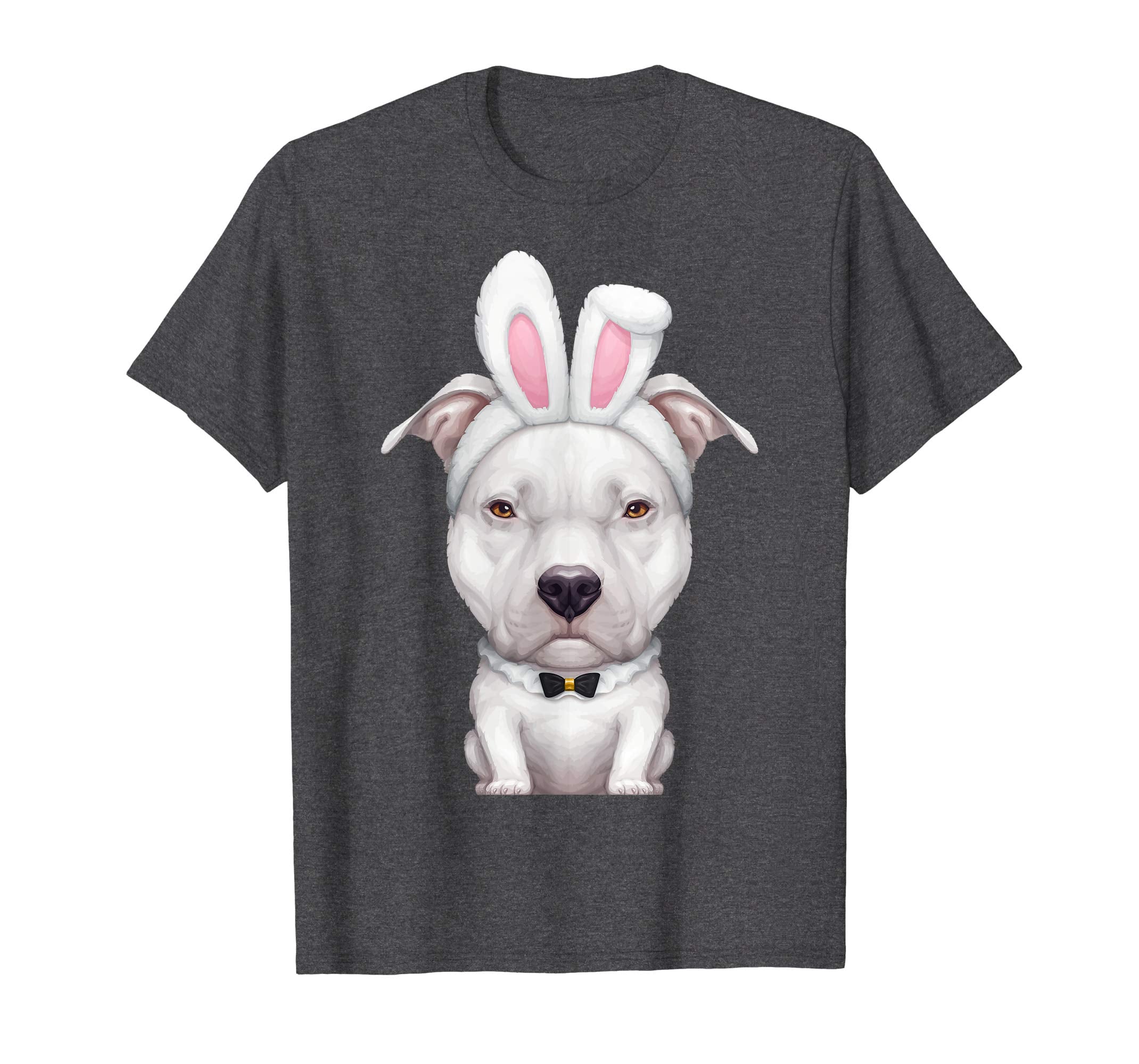 White Pit Bull Terrier in the Easter Bunny Costume T-Shirt