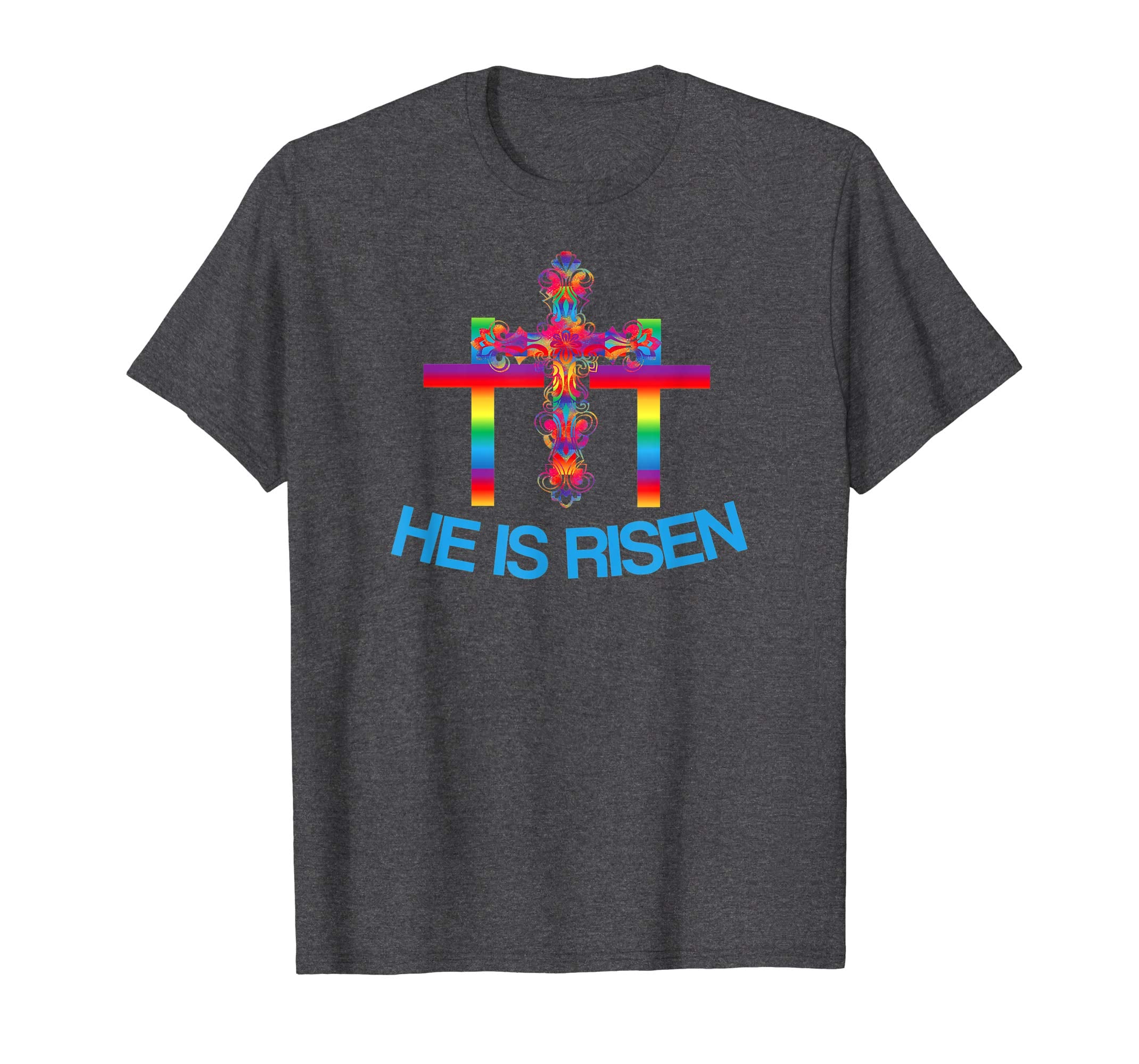 Christian Easter Shirts Colorful Rainbow Cross-He Is Risen
