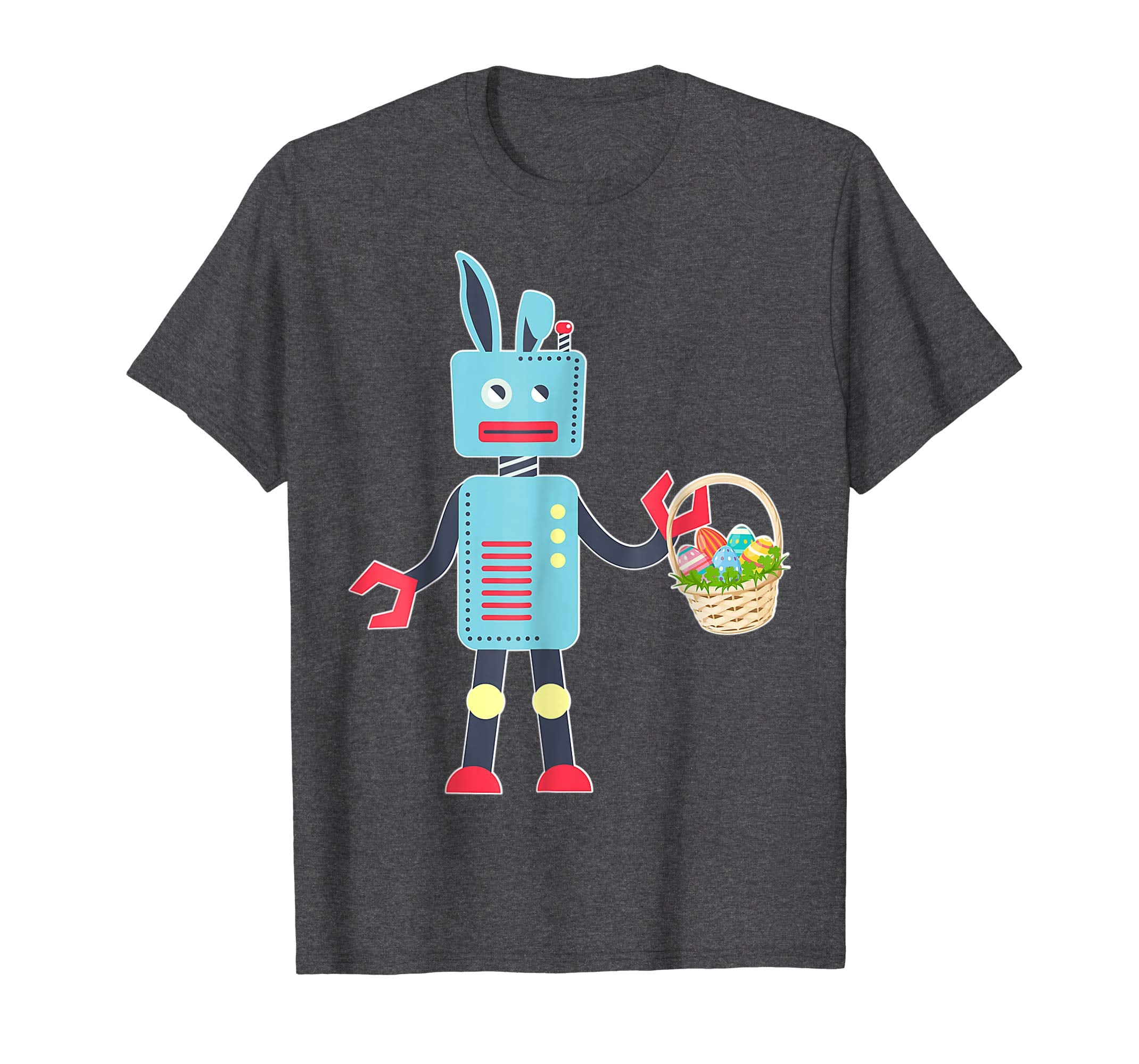 Blue Bunny Robot Easter Eggs Basket Flowers Happy Day Shirt