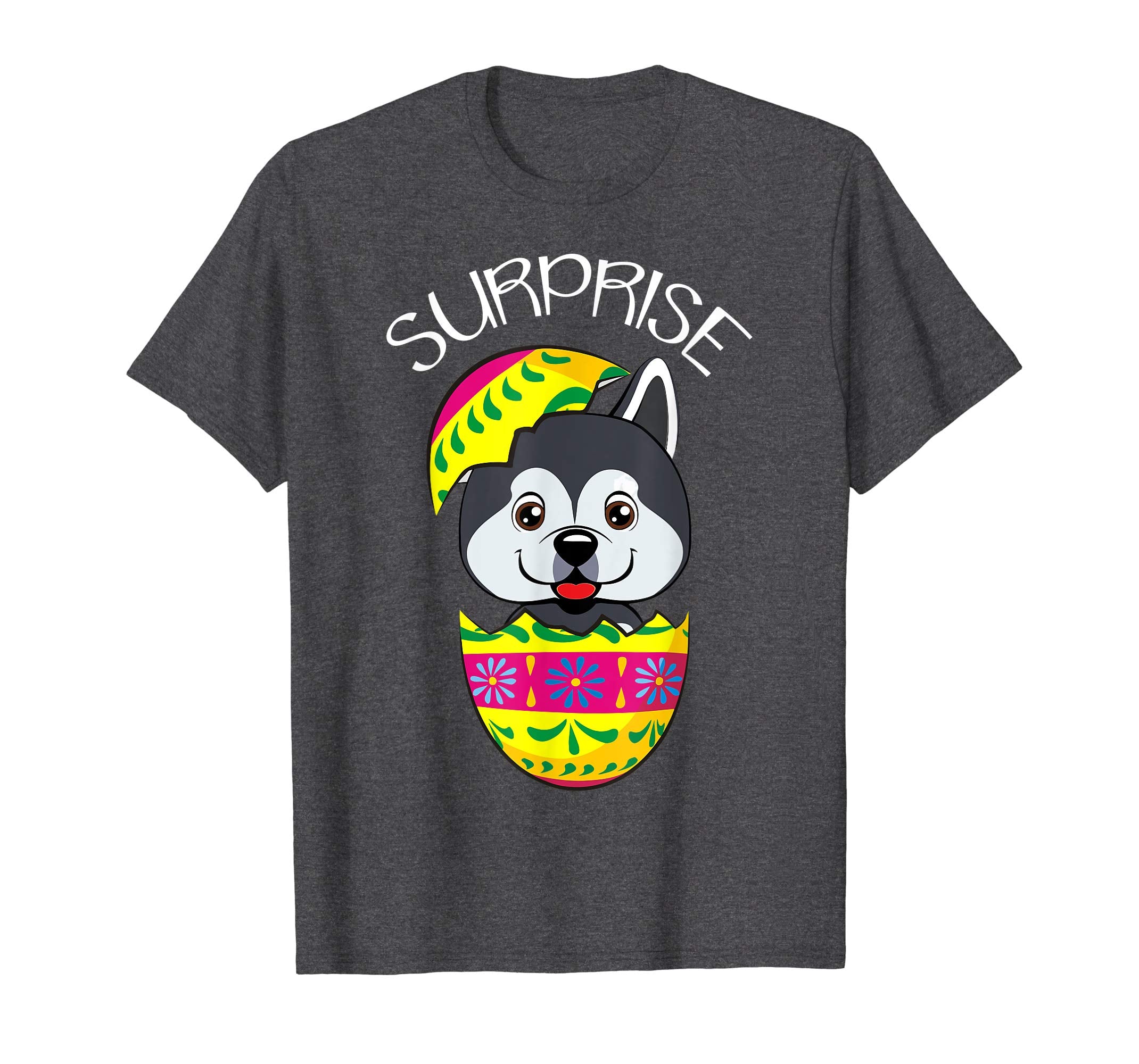 Funny Cute Puppy Alaskan Malamute Hatches Easter Egg T-Shirt