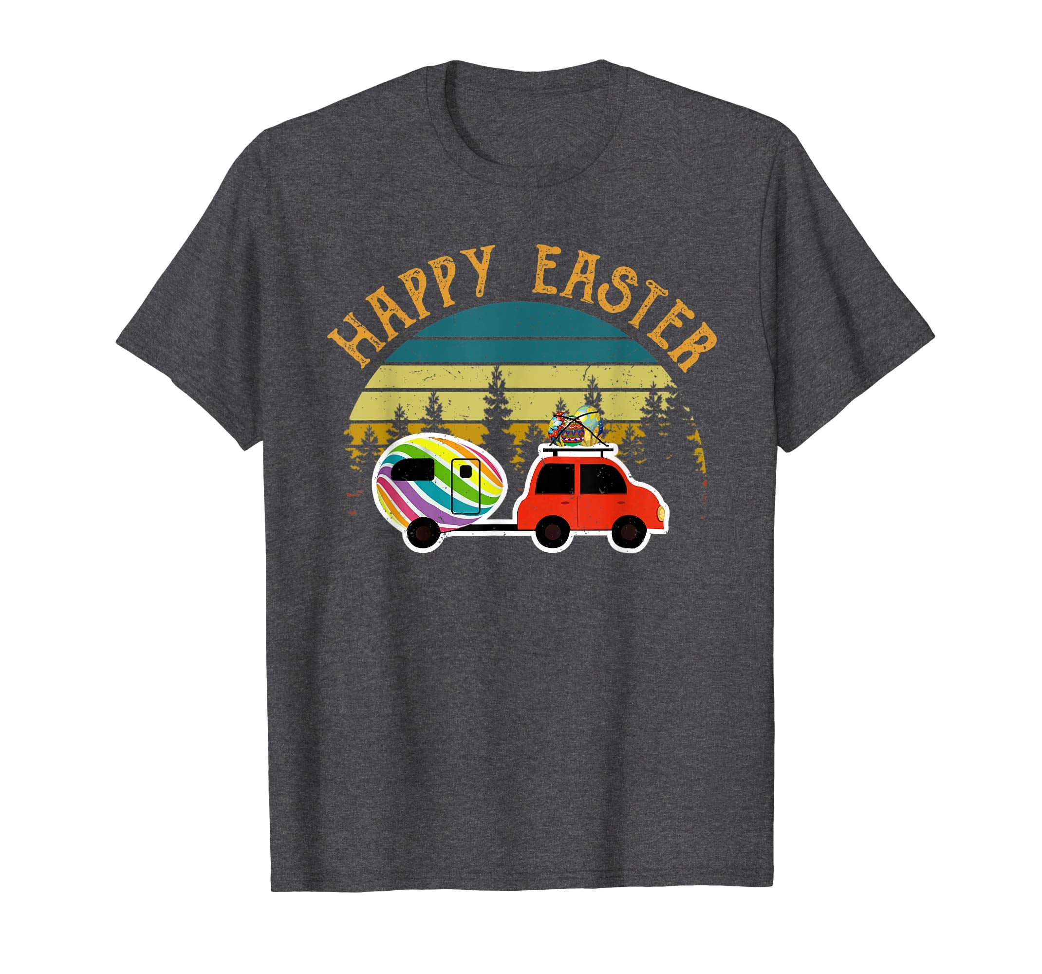 Camping T Shirt Happy Easter Day Bunny Eggs Vintage Gift