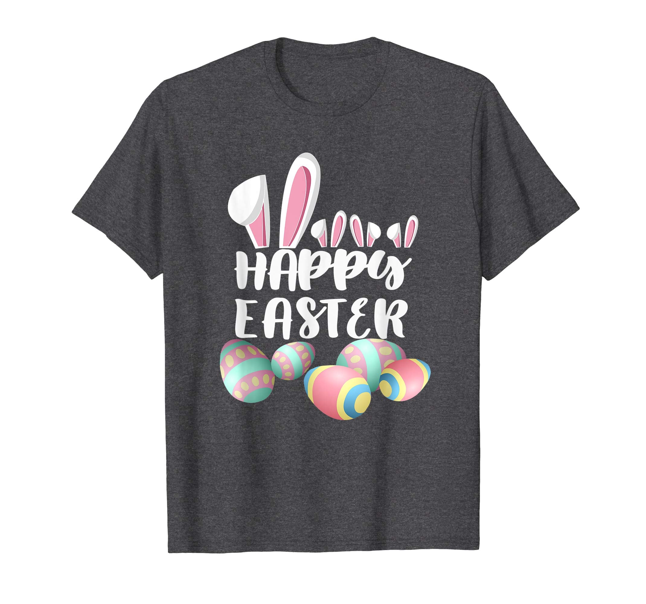 Happy Easter Bunny Ears Tee Shirt With Easter Eggs Tee