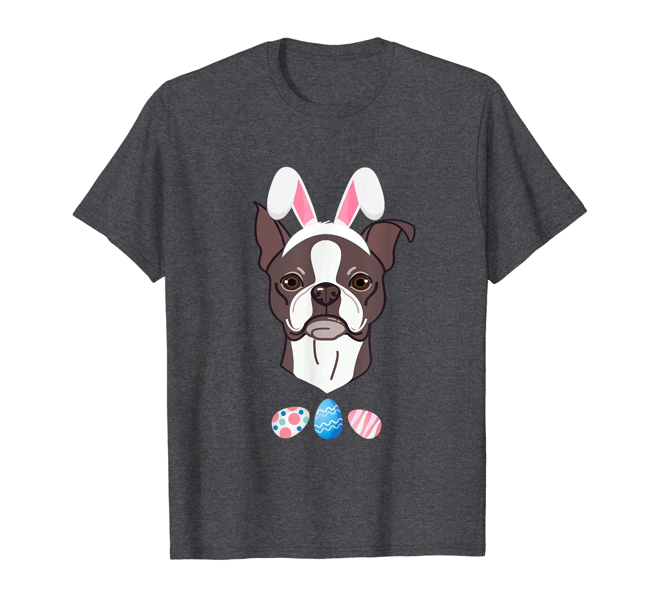 Funny Easter Boston Terrier With Bunny Ears And Eggs T Shirt