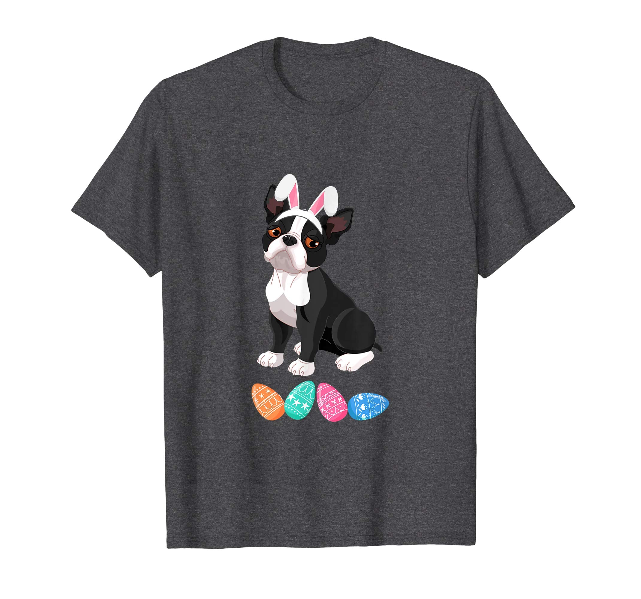 Funny Easter Boston Terrier With Bunny Ears And Eggs T Shirt