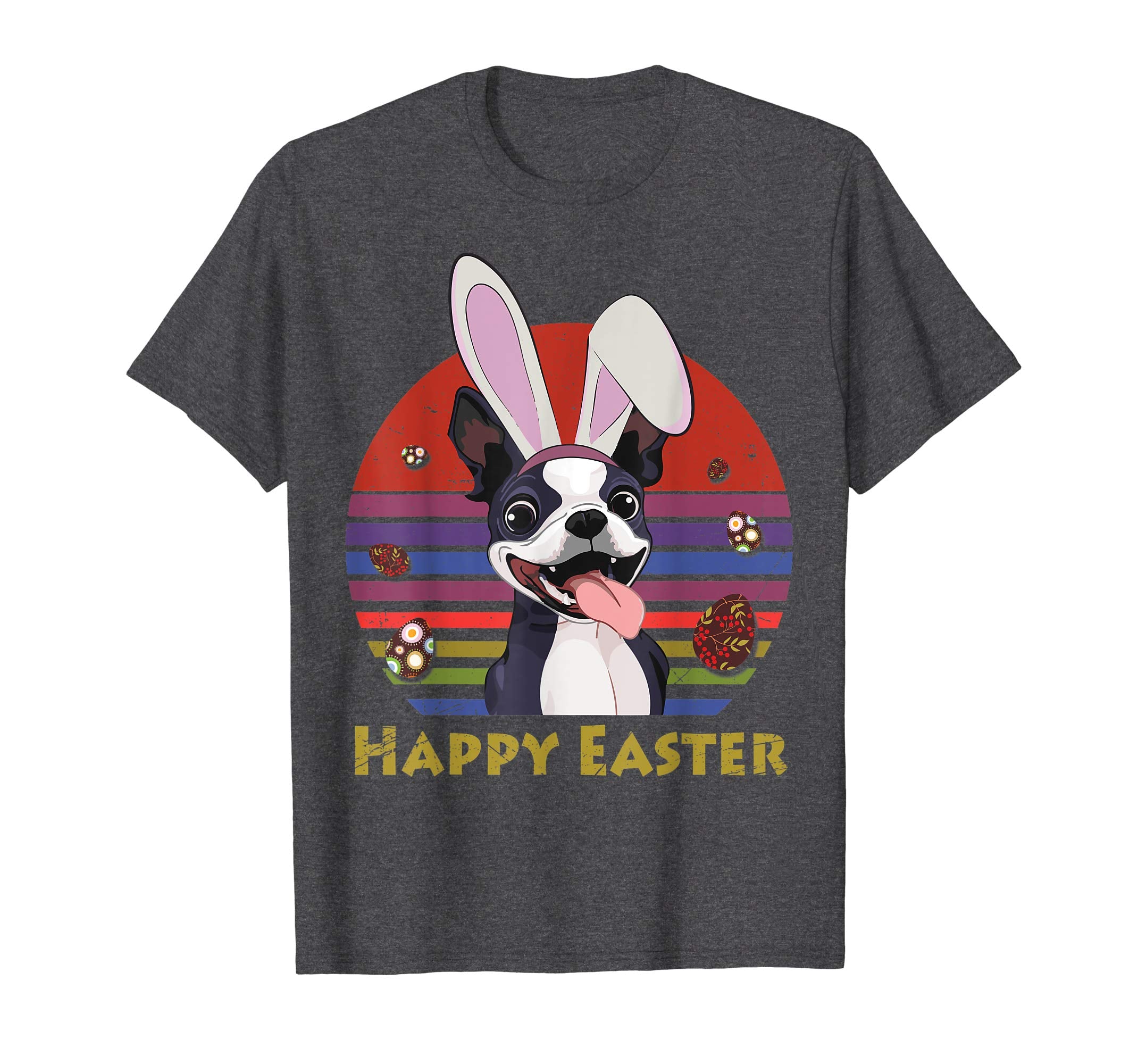 Boston Terrier With Bunny Headband Happy Easter Tshirt Gifts
