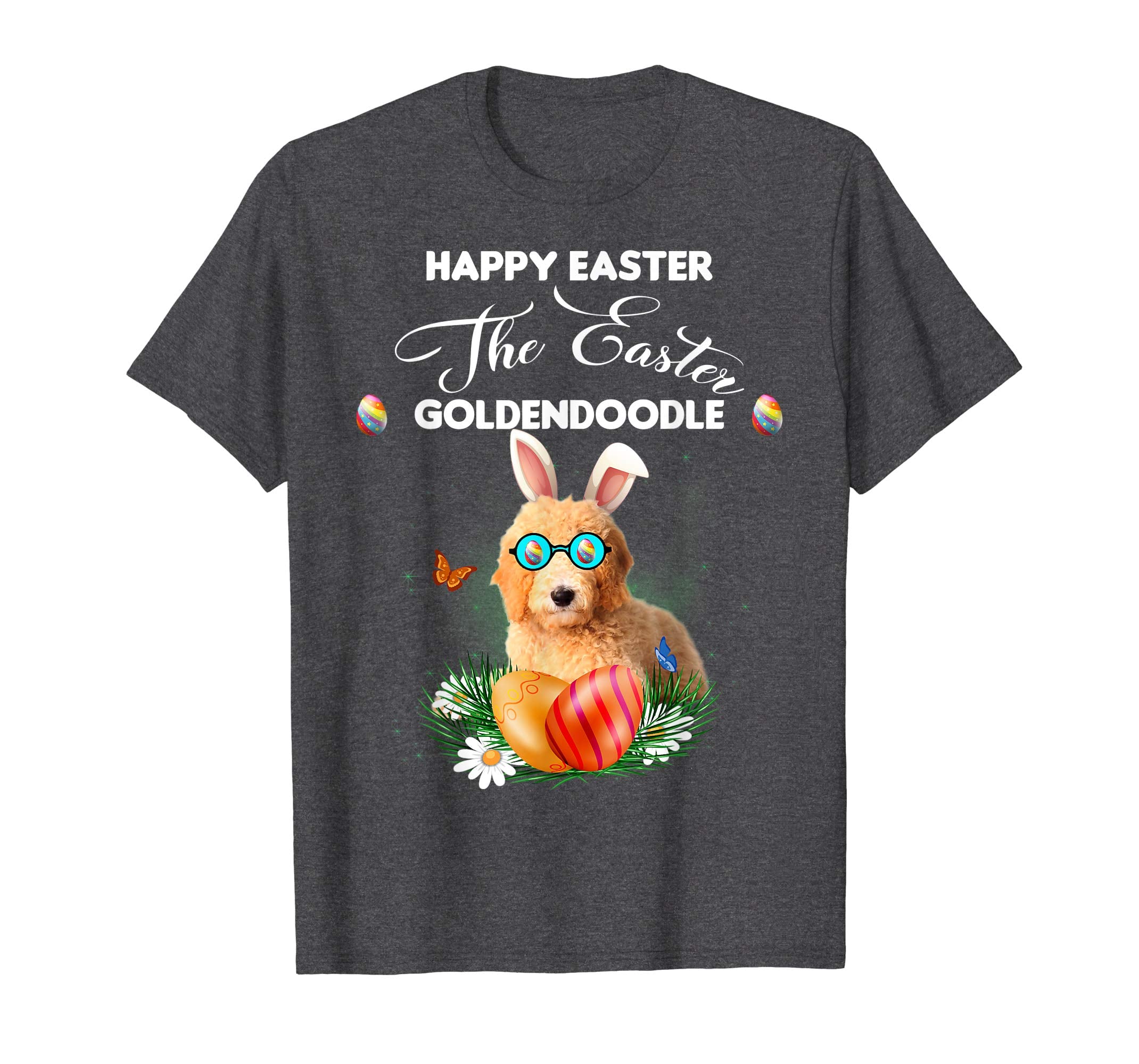 Goldendoodle Dog Sunglass Bunny Happy Easter Day Tshirt