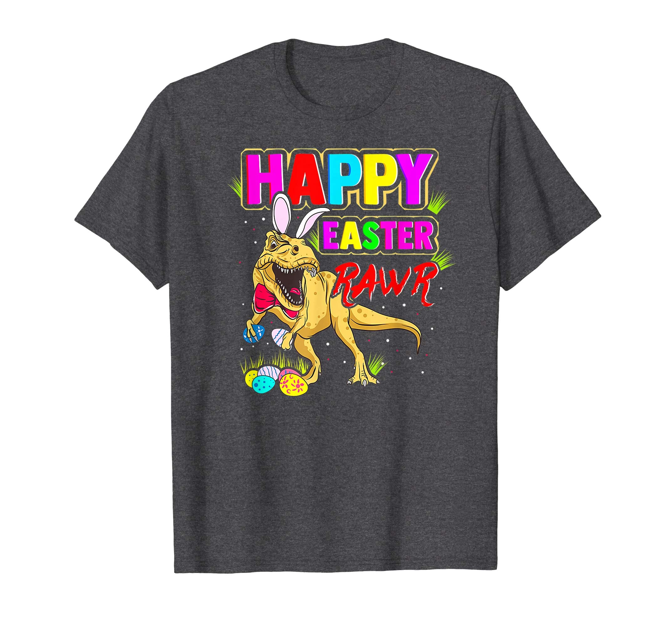 T-Rex Dinosaur Easter Bunny Shirt Kids School Eggs Rawr