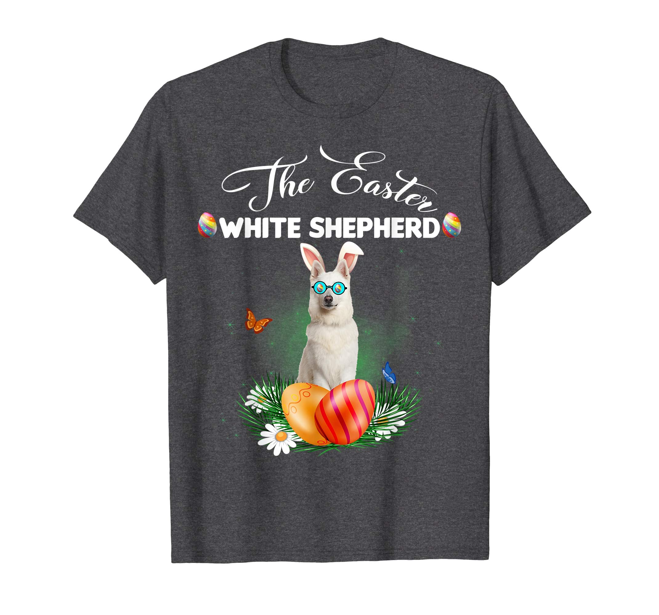 White Shepherd Bunny Easter Day Dog Gifts T-Shirt