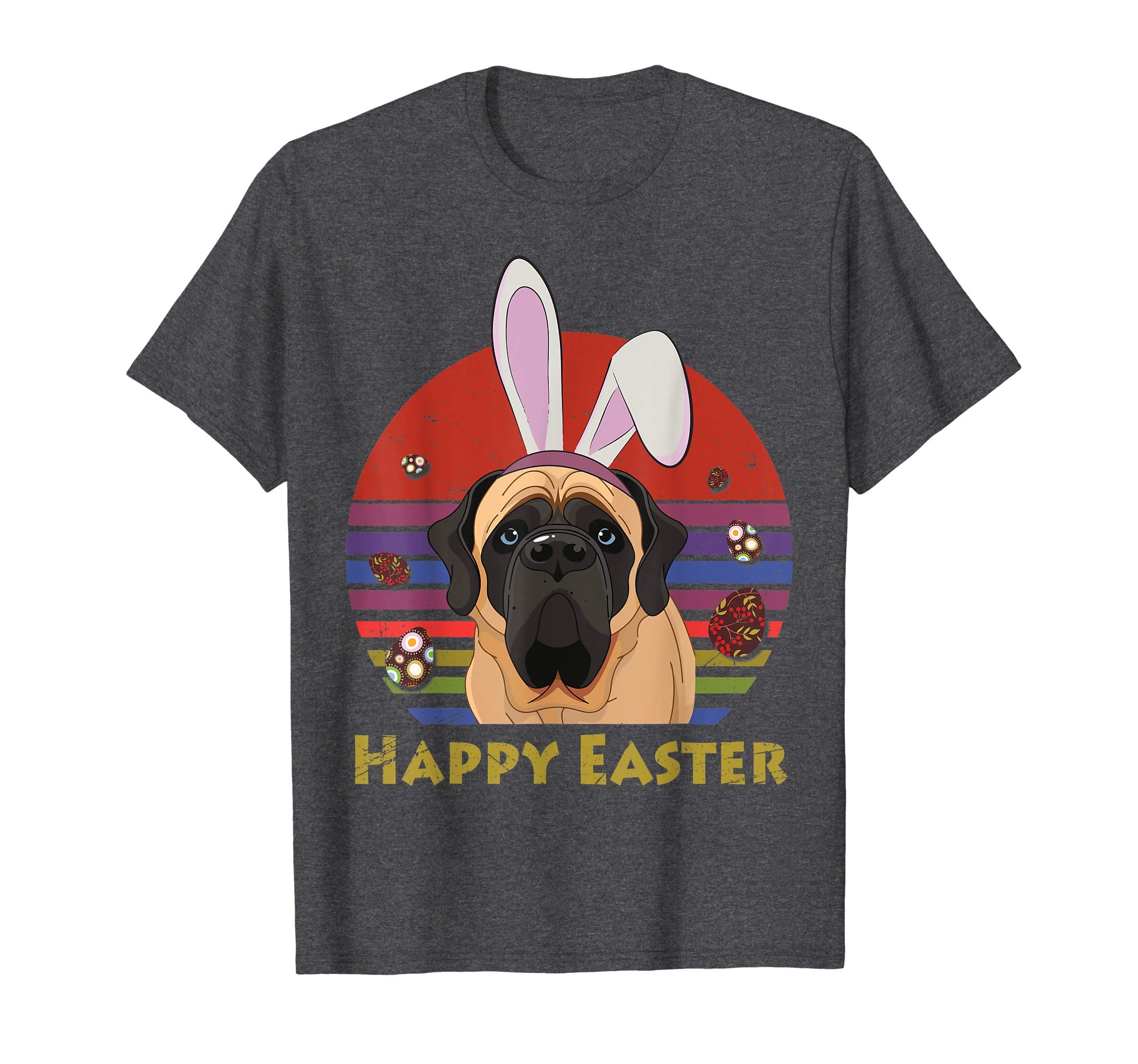 English Mastiff With Bunny Headband Happy Easter Tshirt Gift