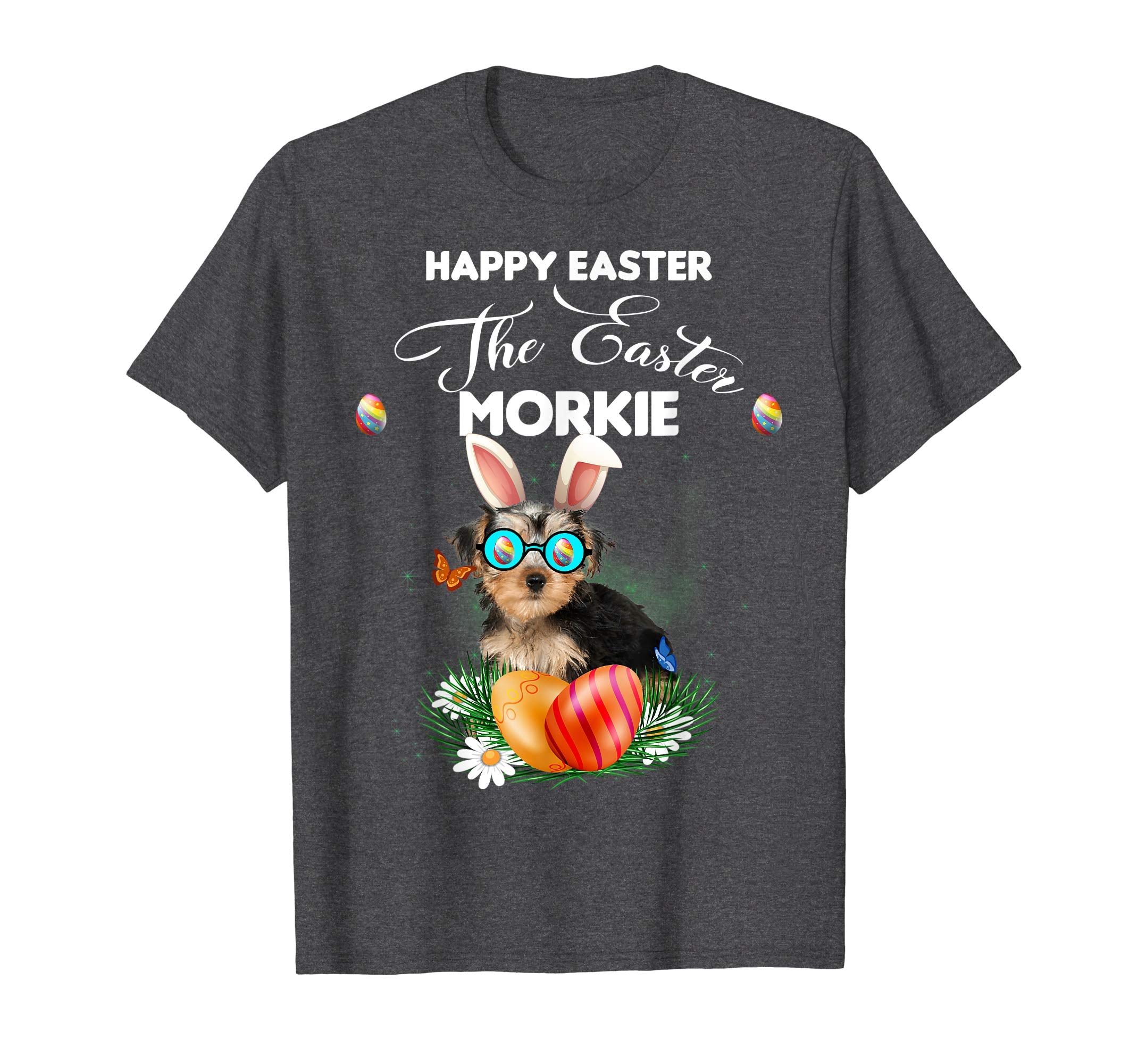 Morkie Dog Sunglass Bunny Happy Easter Day Tshirt