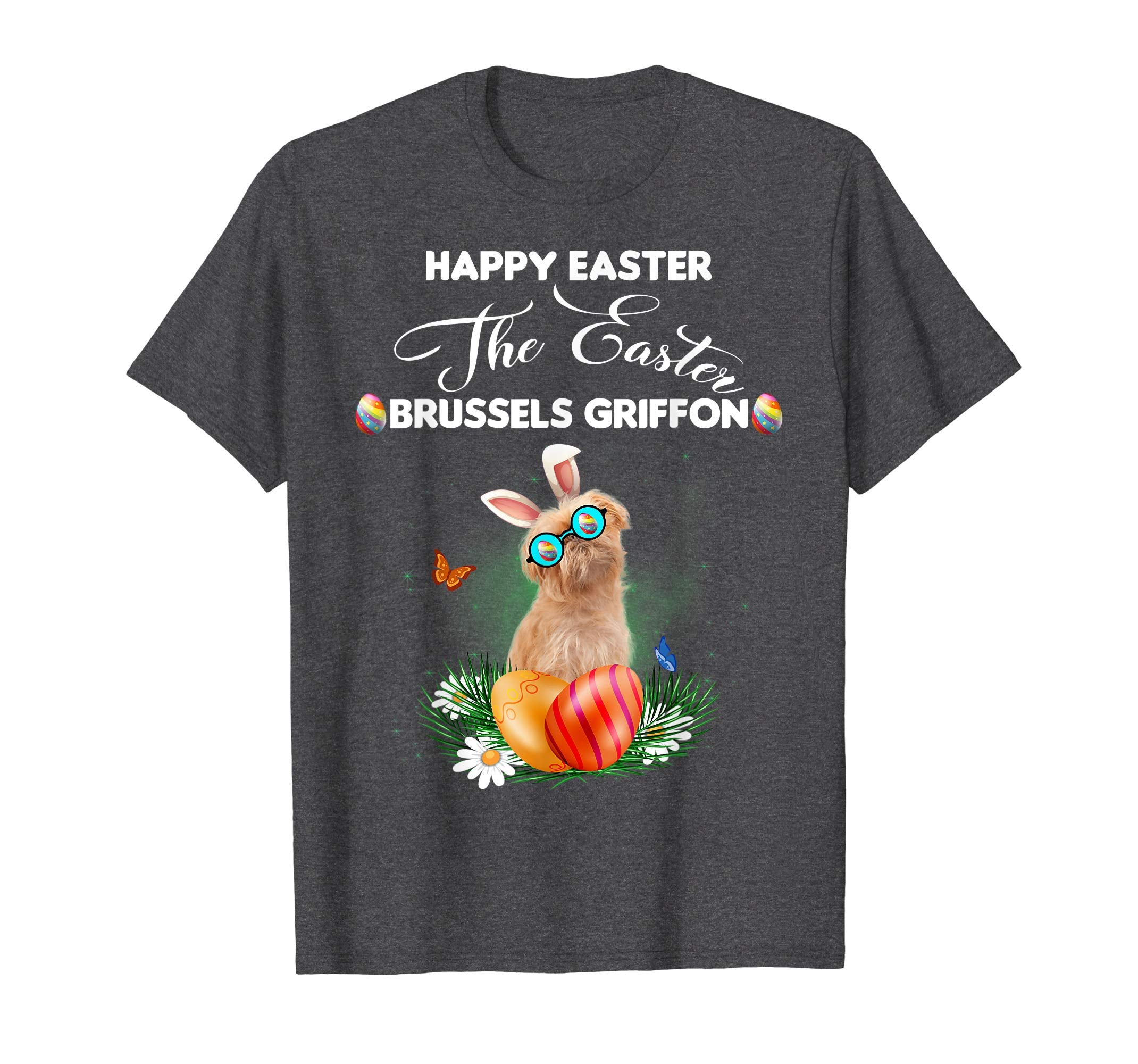 Brussels Griffon Dog Sunglass Bunny Happy Easter Day Tshirt
