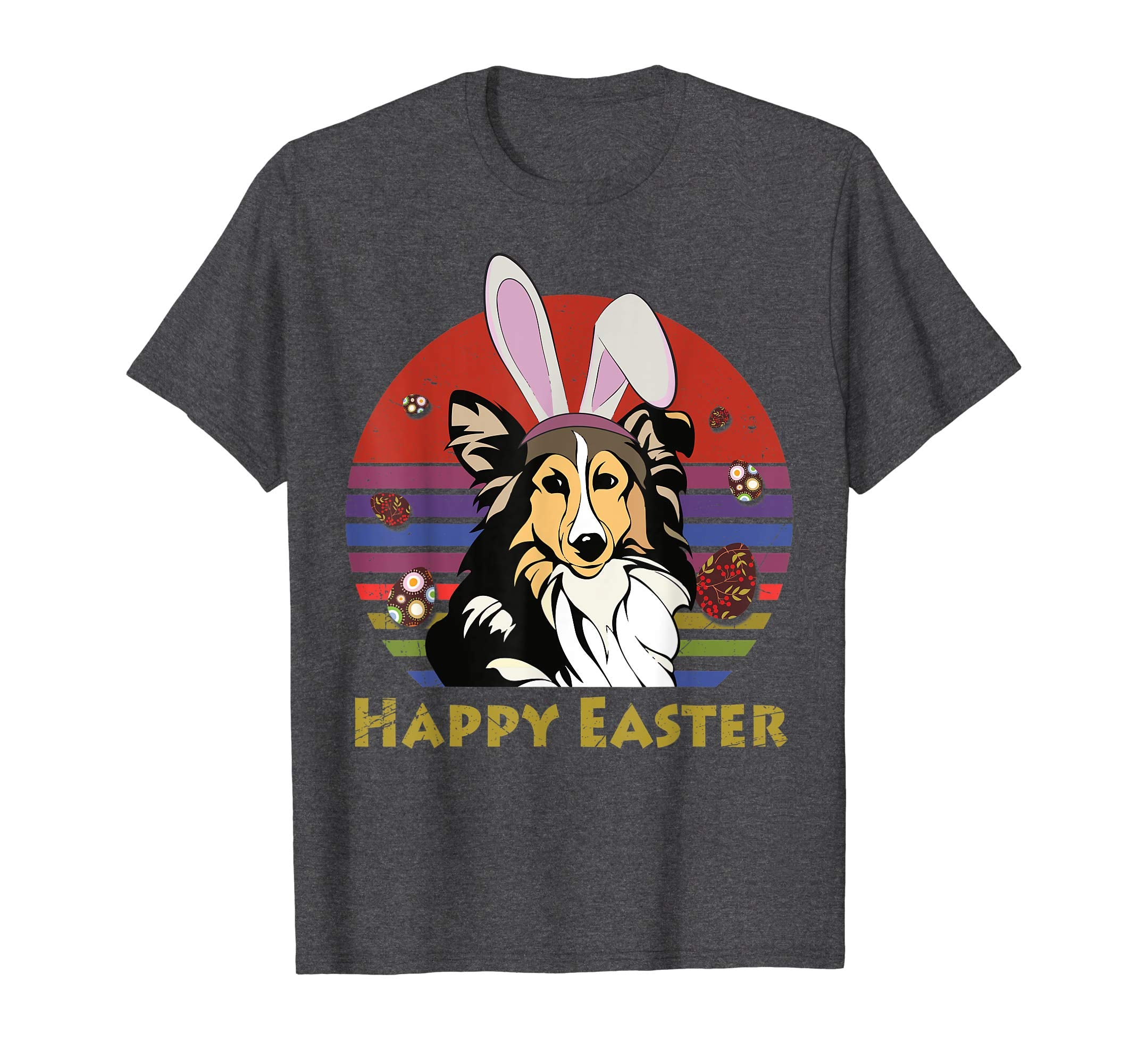 Shetland Sheepdog With Bunny Headband Happy Easter Tshirt
