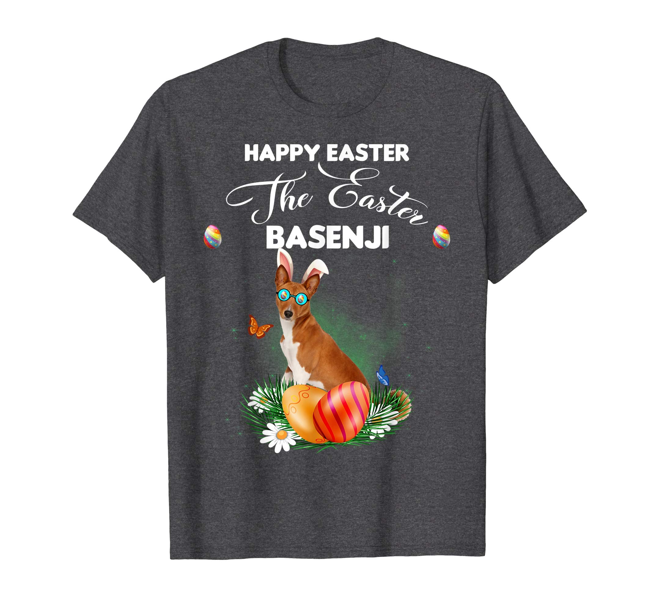 Basenji Dog Sunglass Bunny Happy Easter Day Tshirt