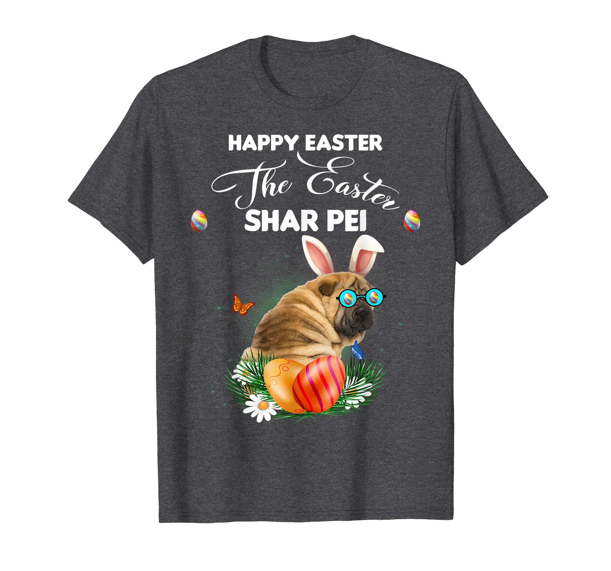 Shar Pei Dog Sunglass Bunny Happy Easter Day Tshirt