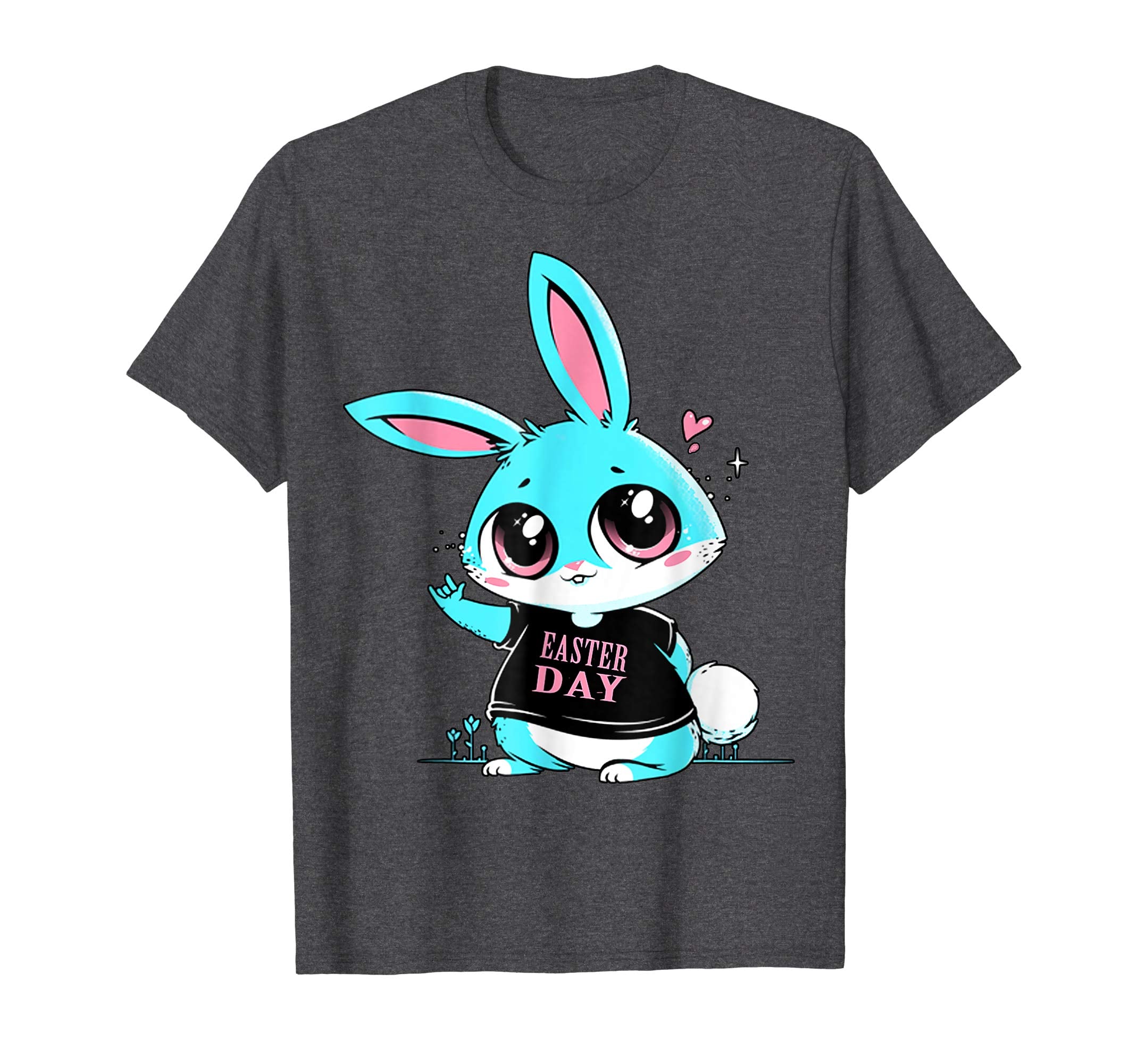 Blue Cute Bunny Rabbit Lover Happy Easter Day Heart Shirt