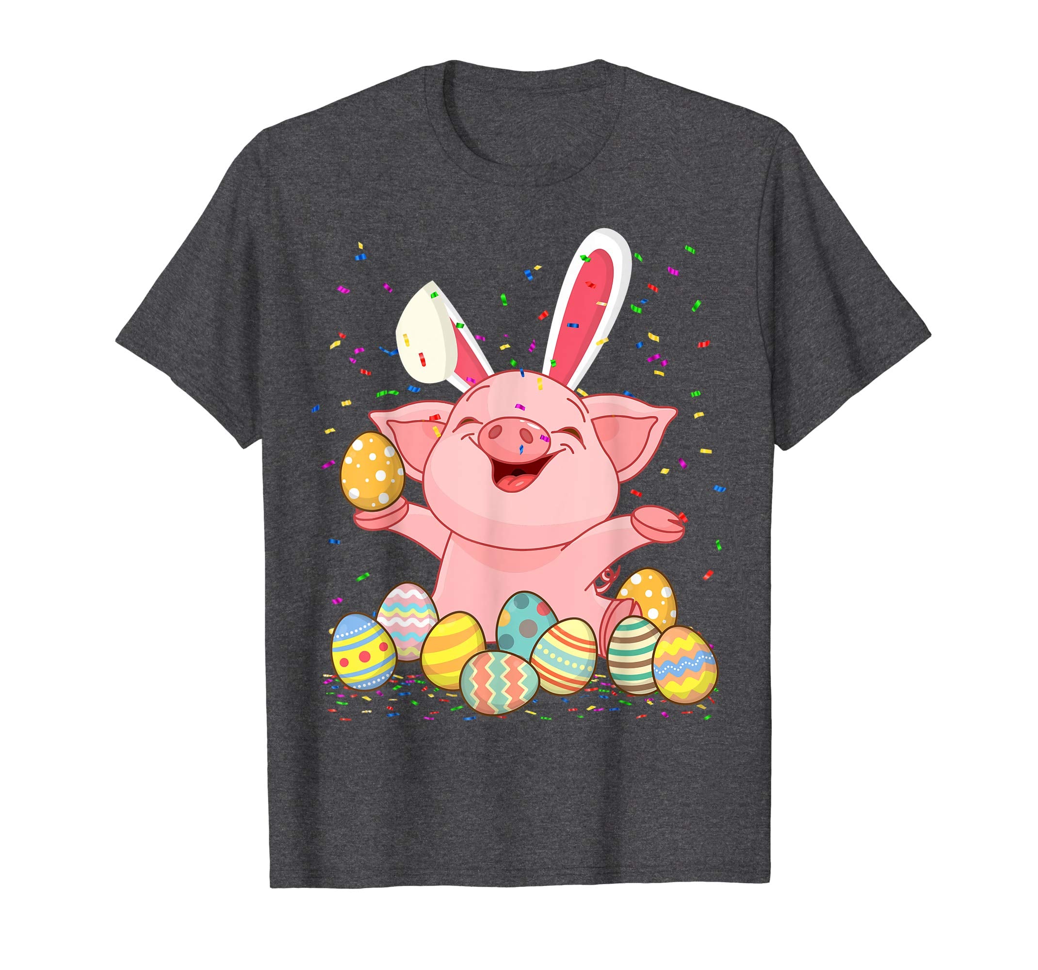Pig &amp; Bunny Rabbit Ear Easter Eggs Shirt Happy Easter Day
