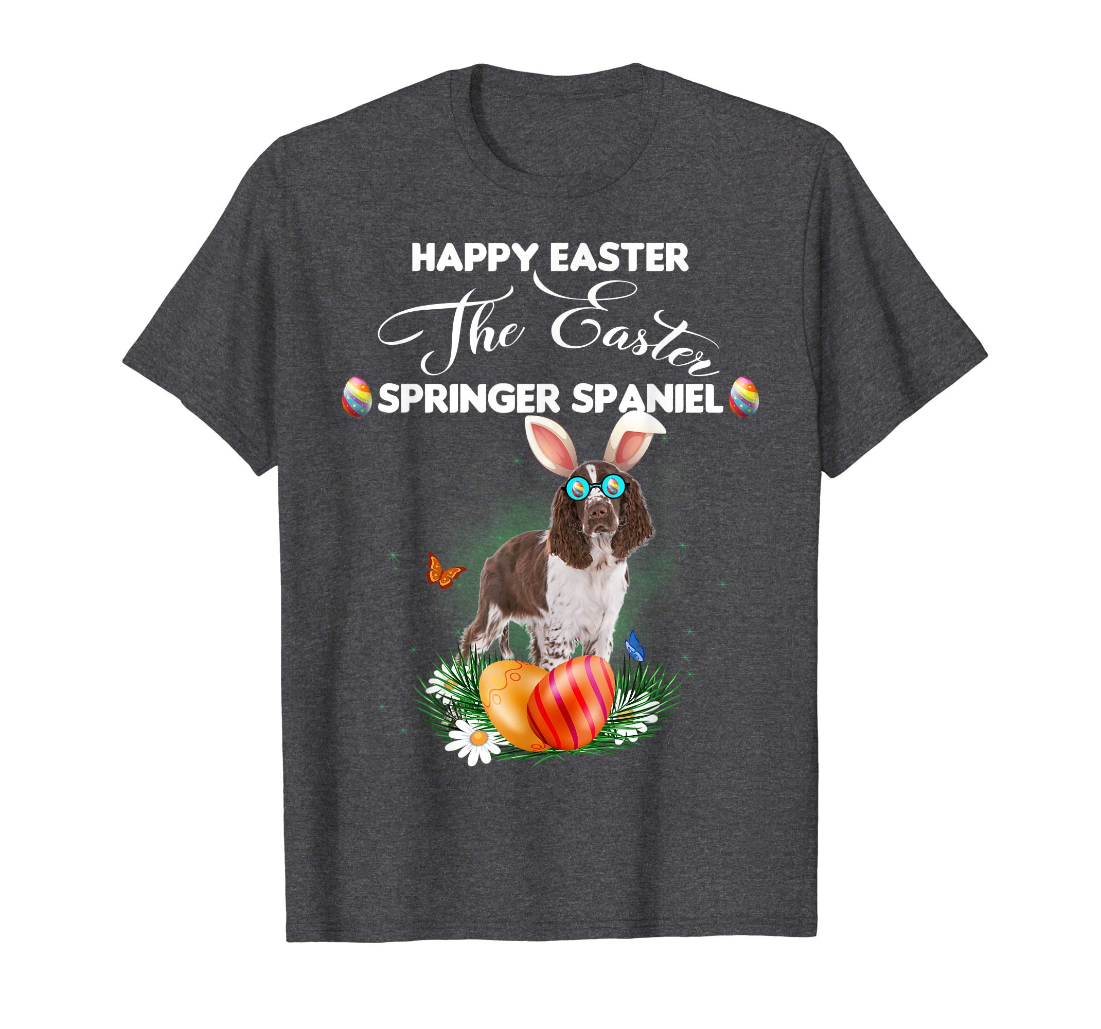 Springer Spaniel Dog Sunglass Bunny Happy Easter Day Tshirt