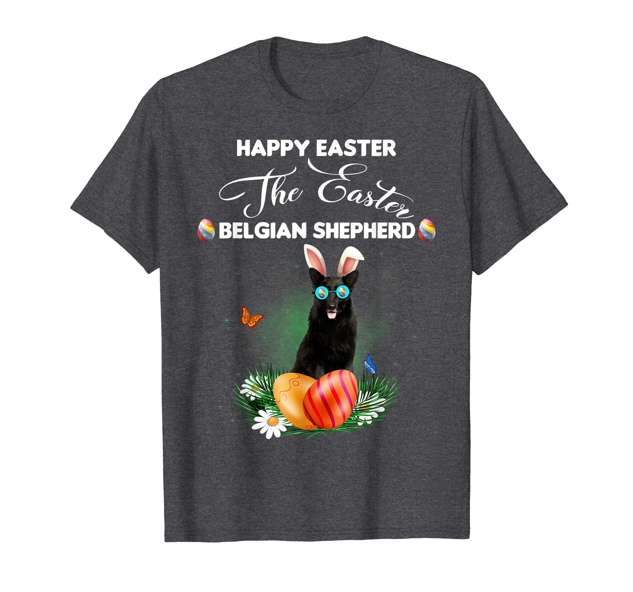 Belgian Shepherd Dog Sunglass Bunny Happy Easter Day Tshirt
