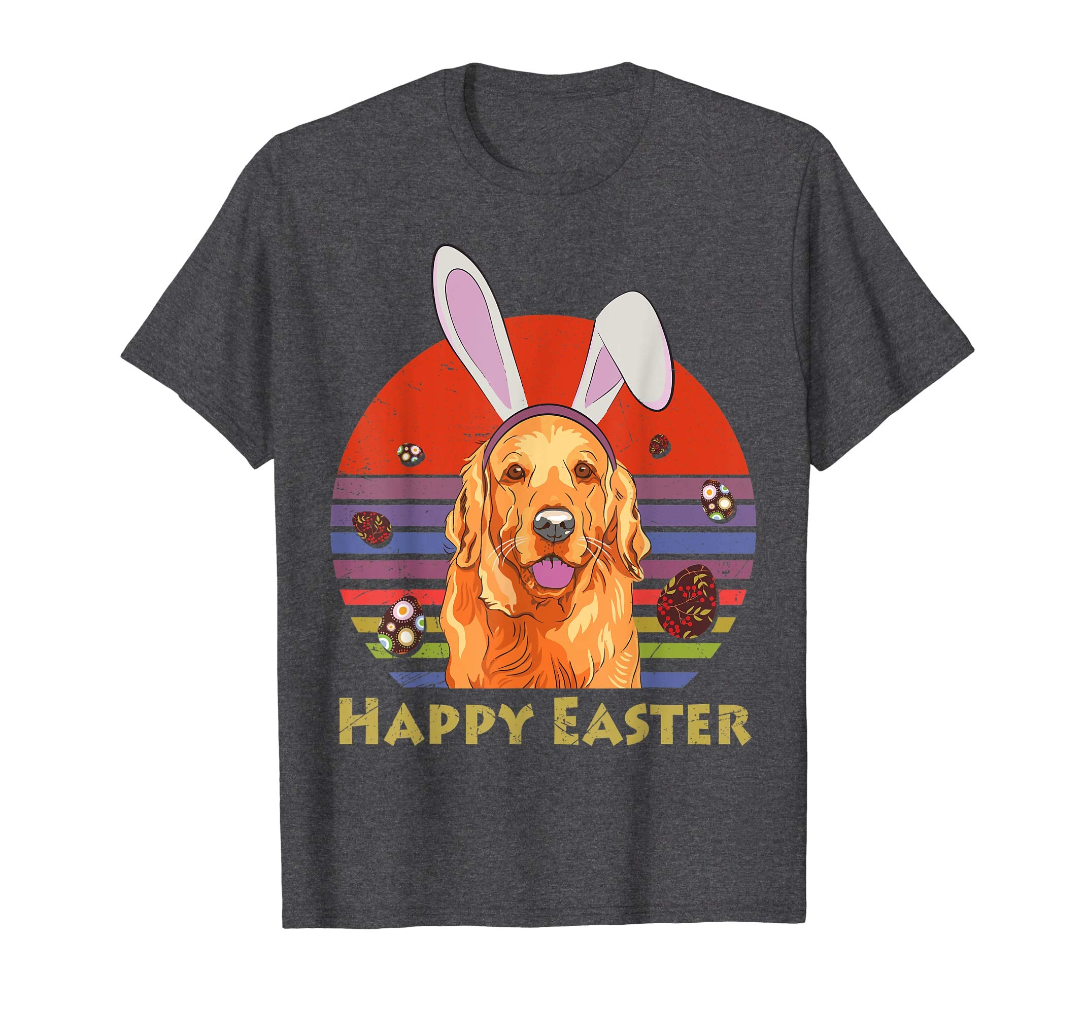 Golden Retriever With Bunny Headband Happy Easter Tshirt