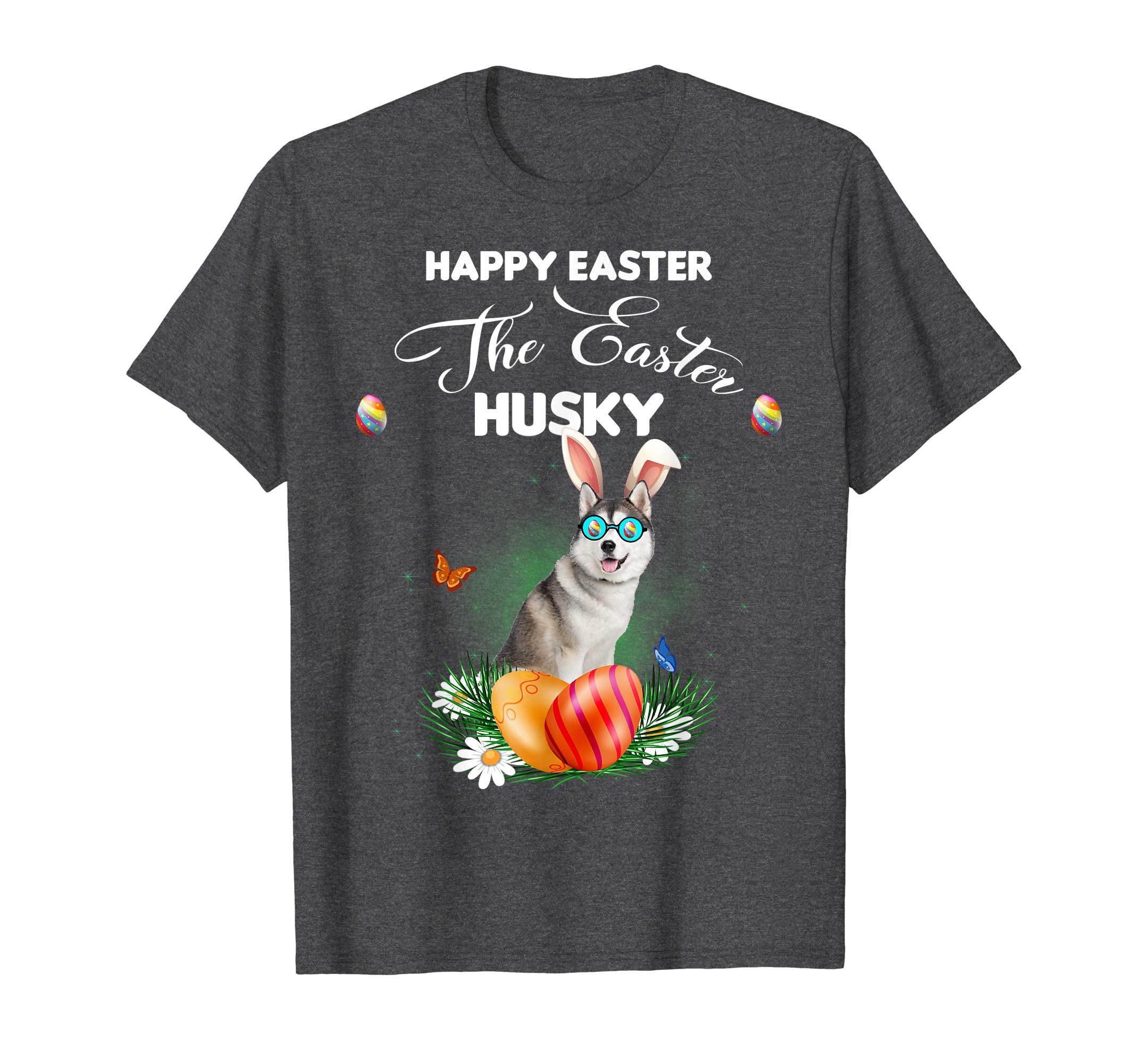 Husky Dog Sunglass Bunny Happy Easter Day Tshirt
