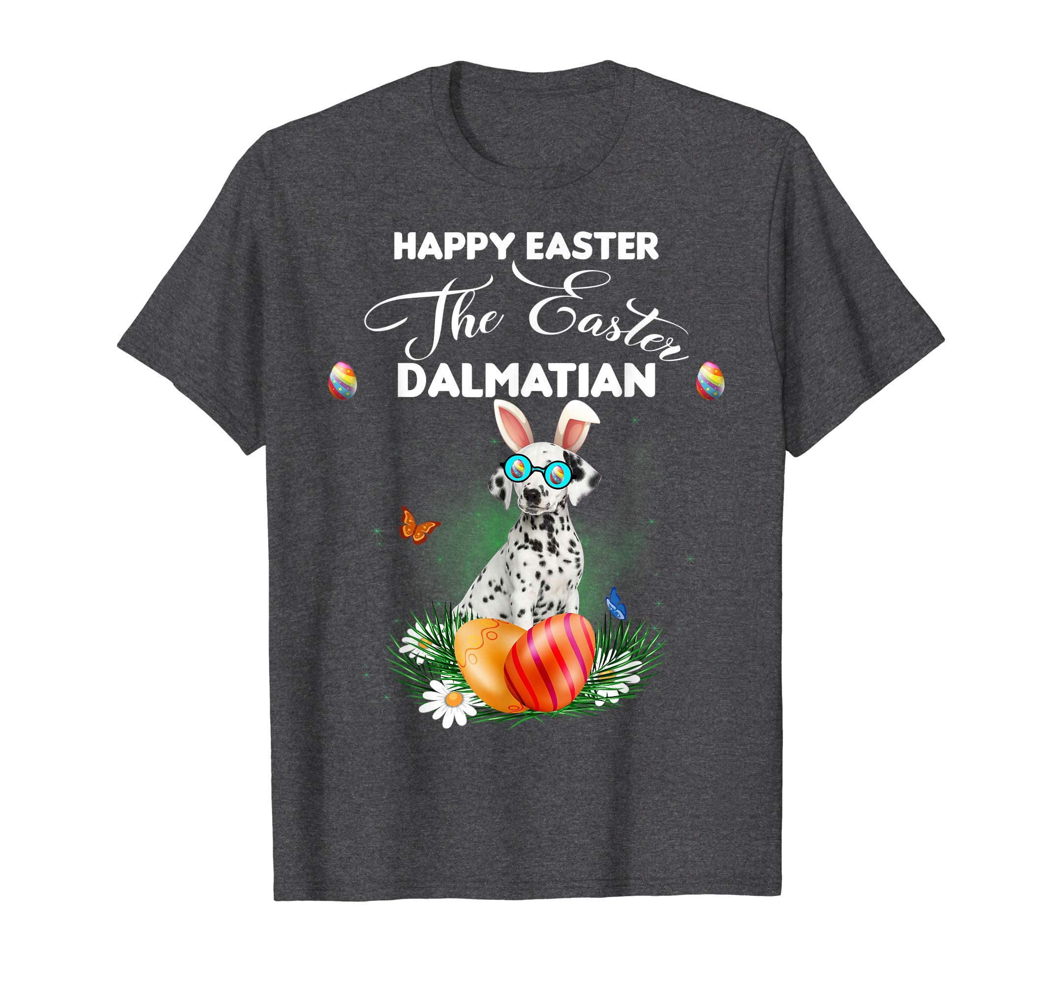 Dalmatian Dog Sunglass Bunny Happy Easter Day Tshirt