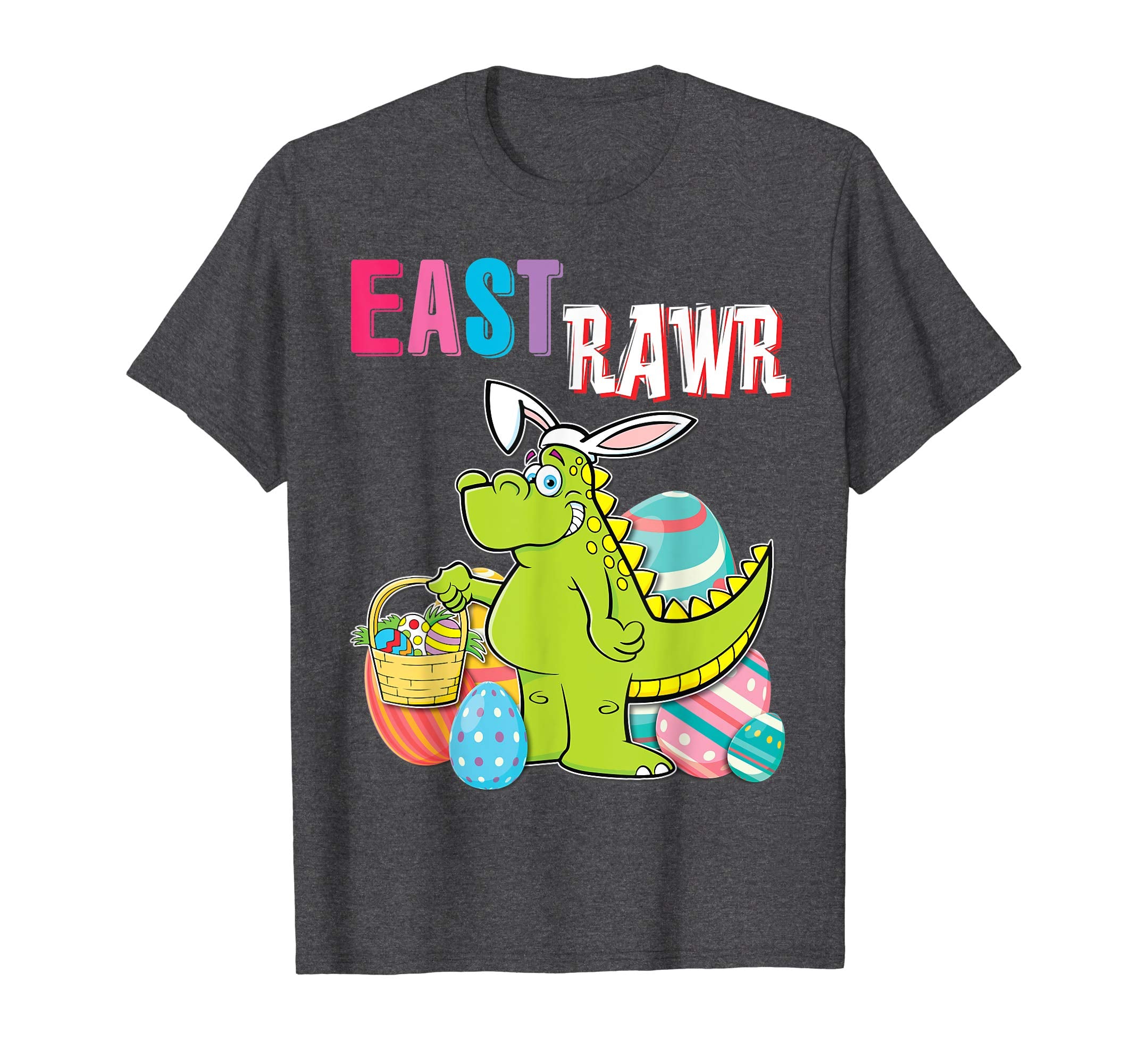 Dinosaur T-rex Bunny With Easter Eggs Basket Shirt East Rawr