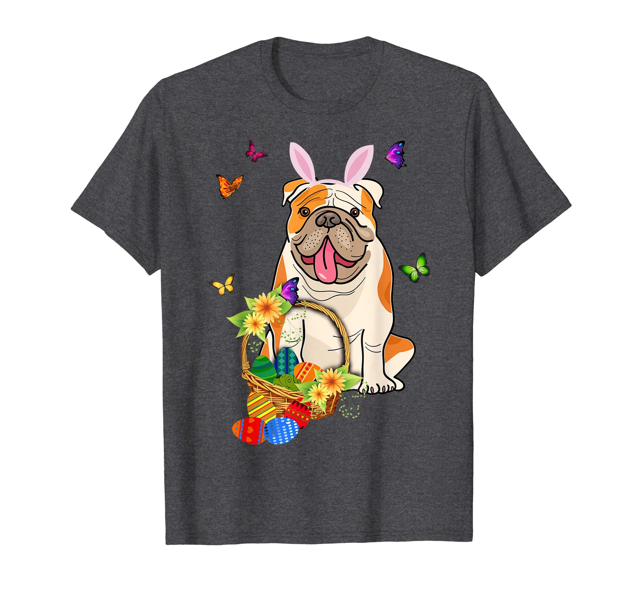 Bulldog Bunny Hat Rabbit Easter Eggs Shirt
