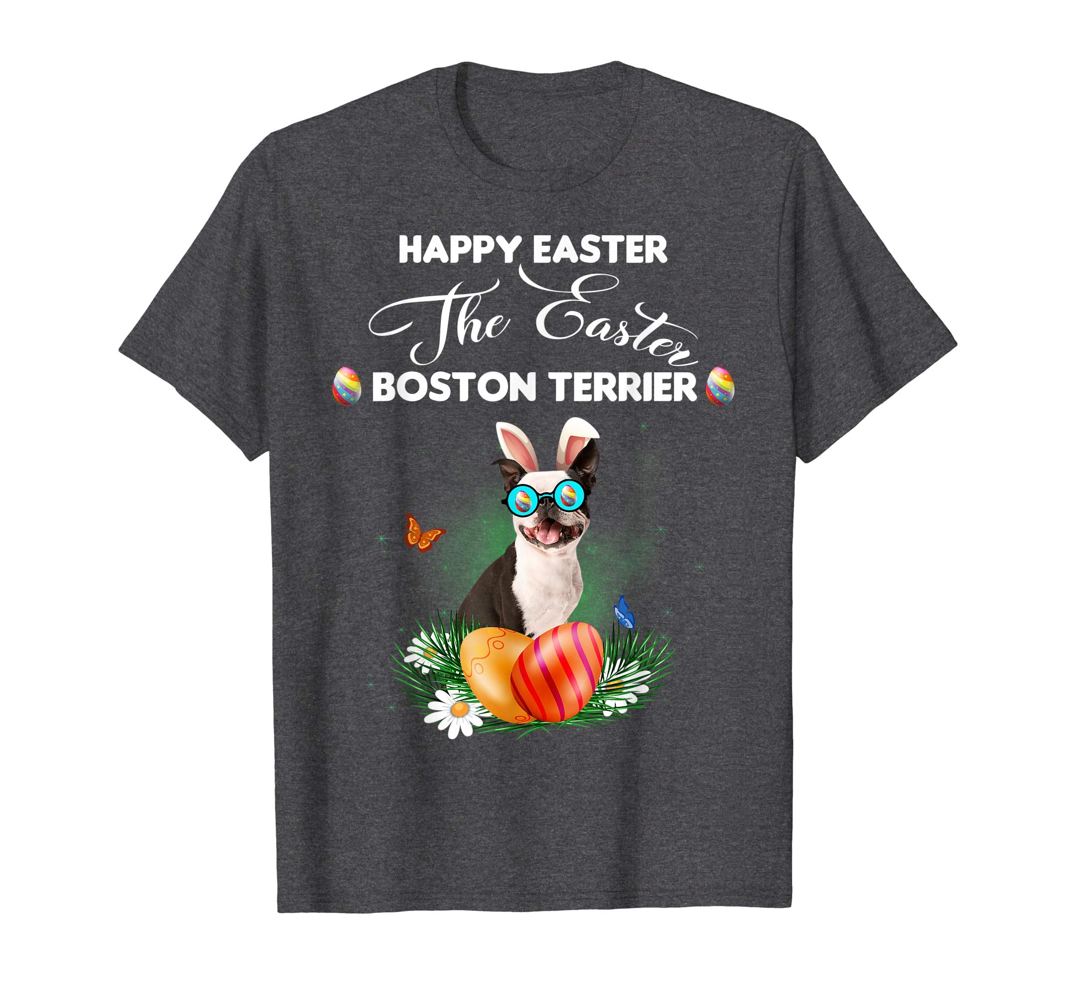 Boston Terrier Dog Sunglass Bunny Happy Easter Day Tshirt