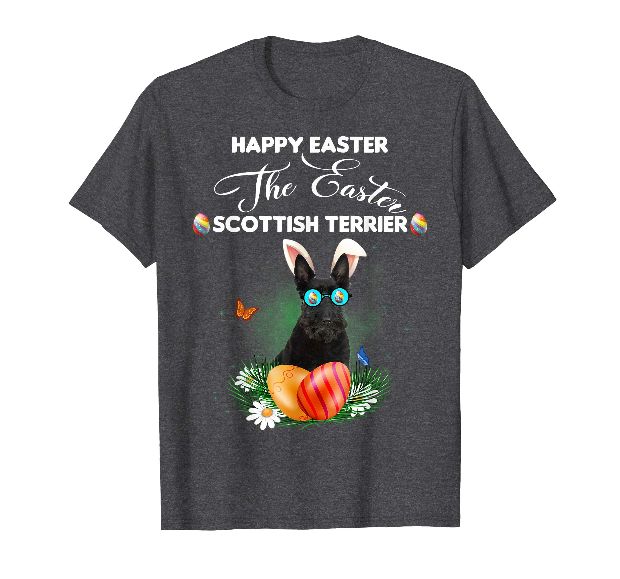 Scottish Terrier Dog Sunglass Bunny Happy Easter Day Tshirt