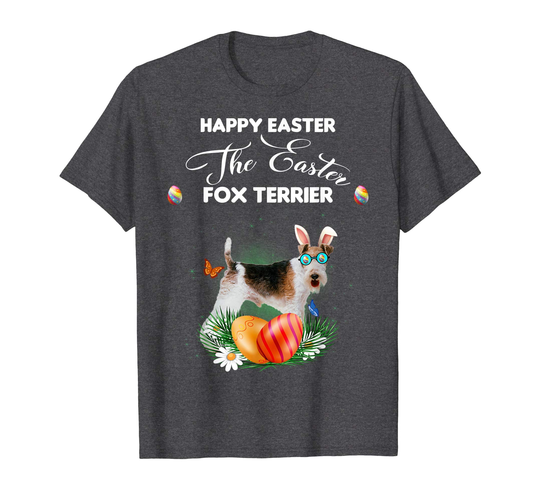 Fox Terrier Dog Sunglass Bunny Happy Easter Day Tshirt