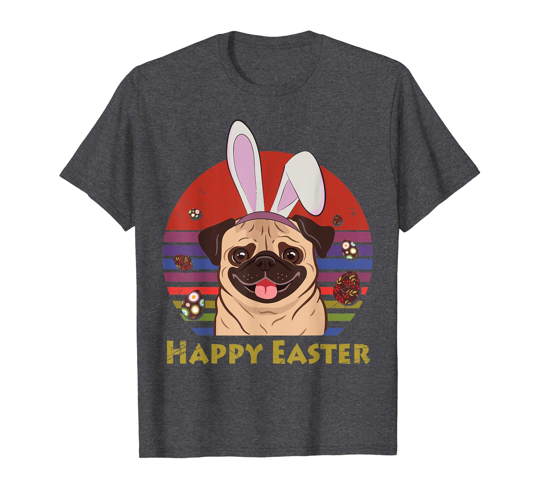 Pug Dog With Bunny Headband Happy Easter Tshirt Easter Gifts