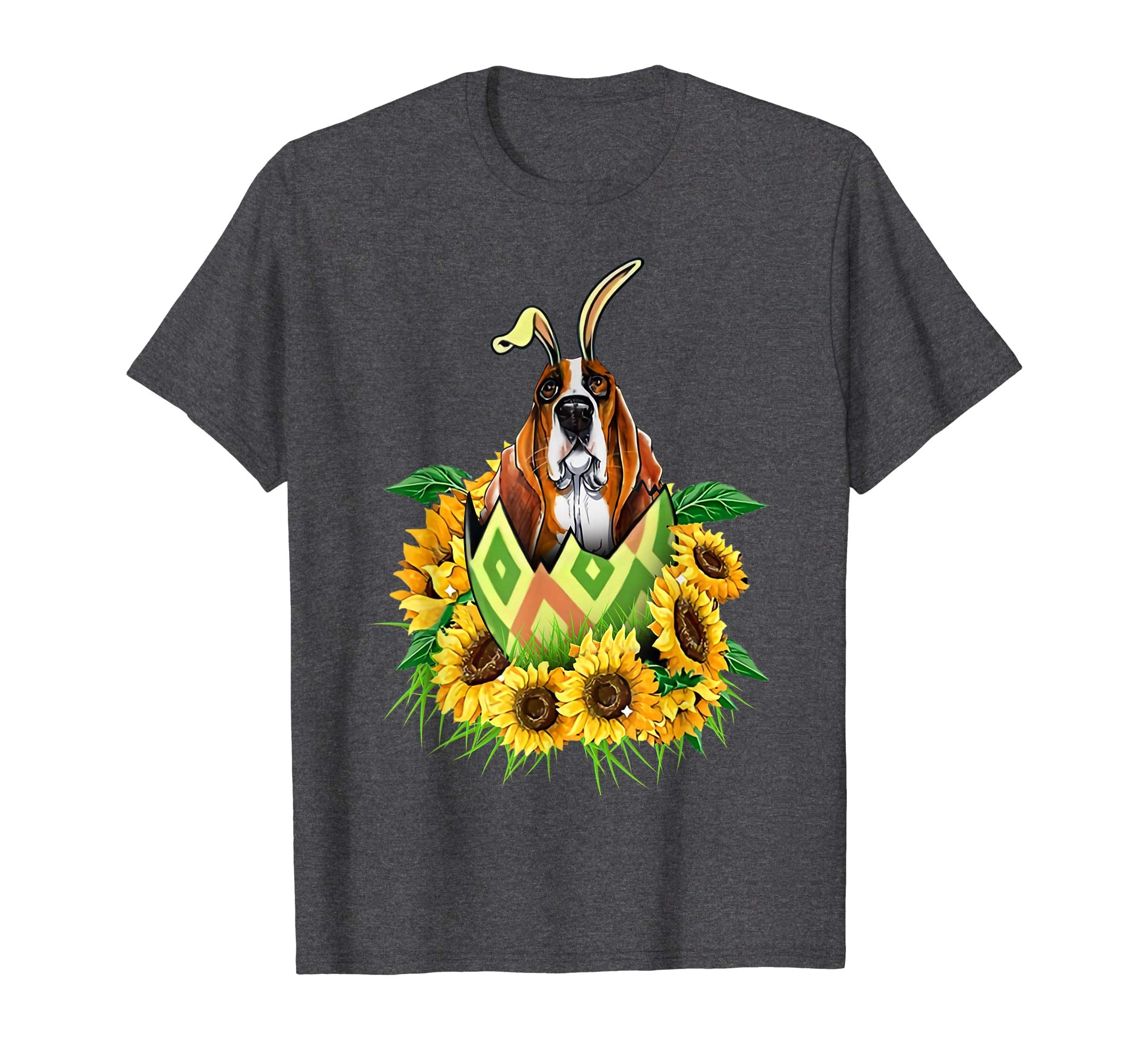basset dog sunflower naund easter shirt