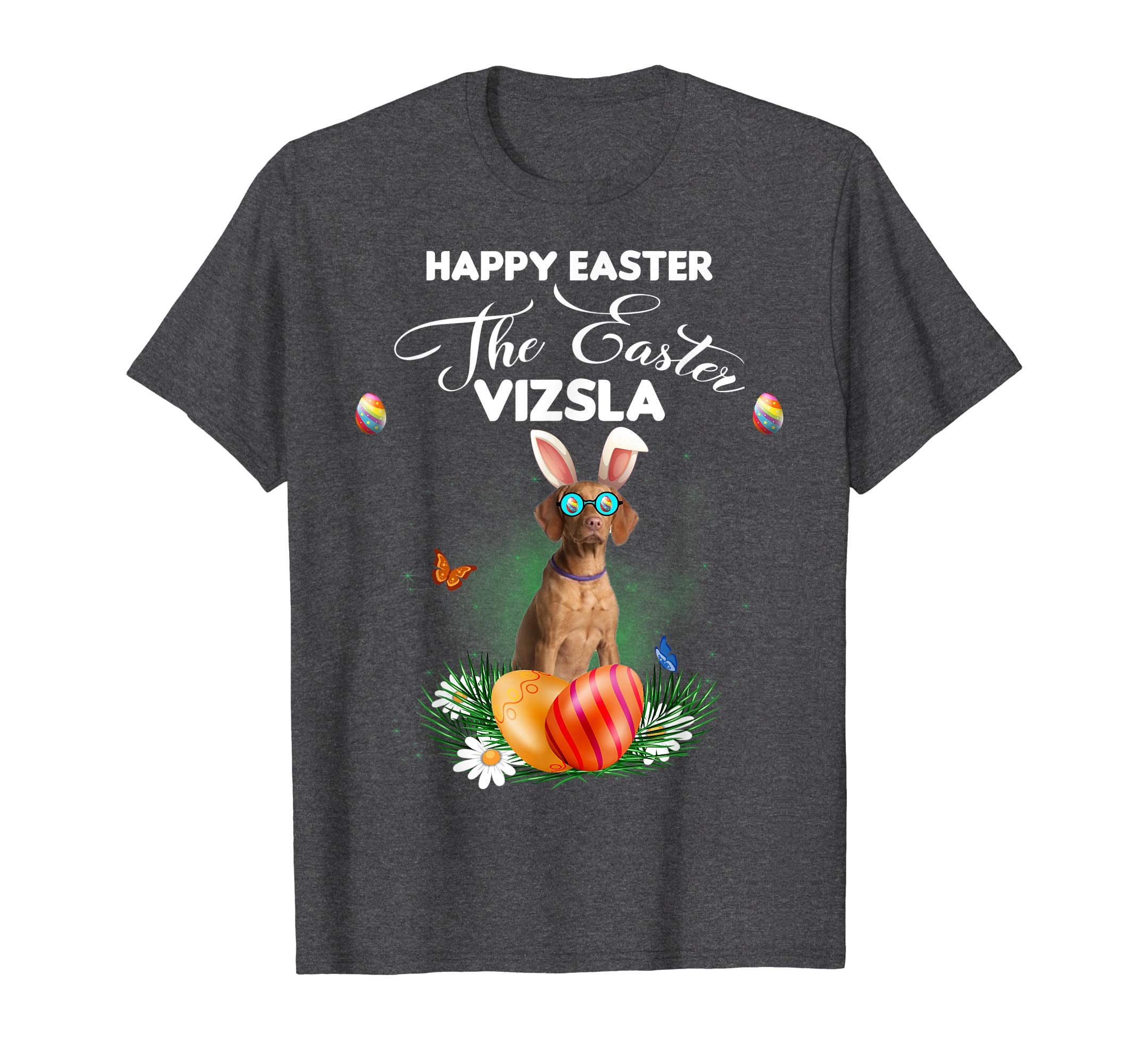 Vizsla Dog Sunglass Bunny Happy Easter Day Tshirt