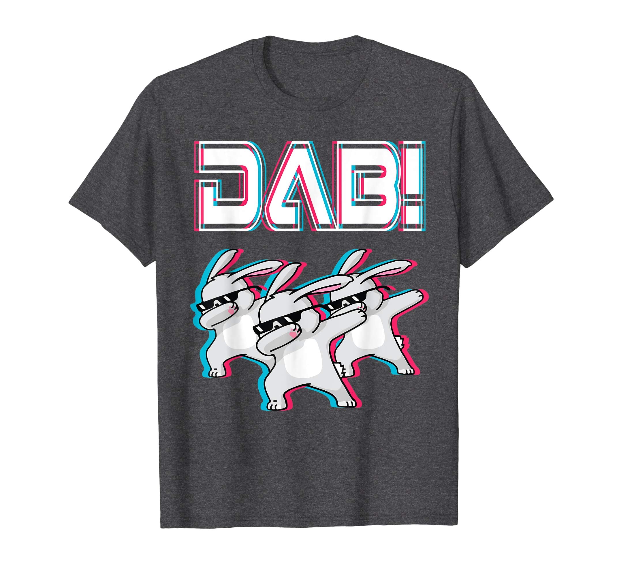 Light Retro Three Bunny Dabbing Dance Happy Easter Shirt DAB