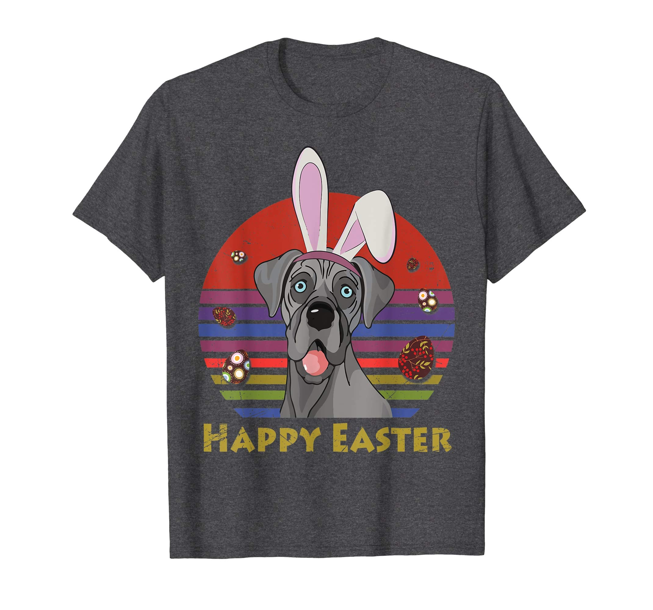 Great Dane With Bunny Headband Happy Easter Tshirt Gifts