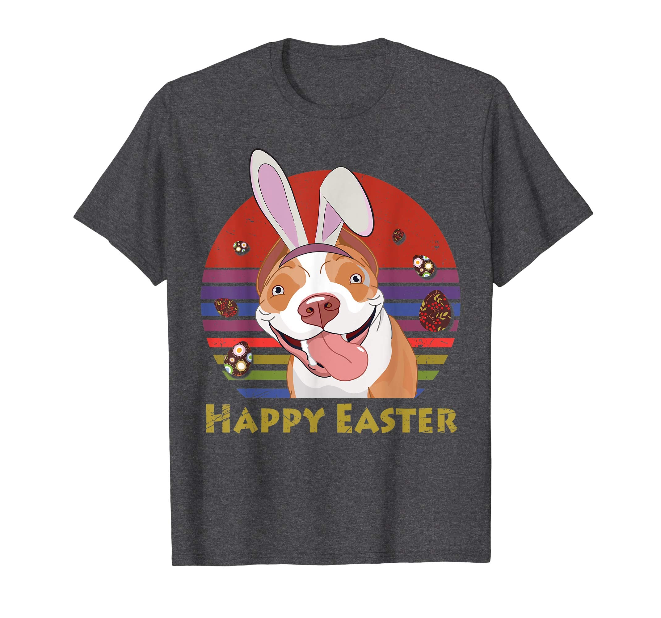 Pitbull With Bunny Headband Happy Easter Tshirt Easter Gifts